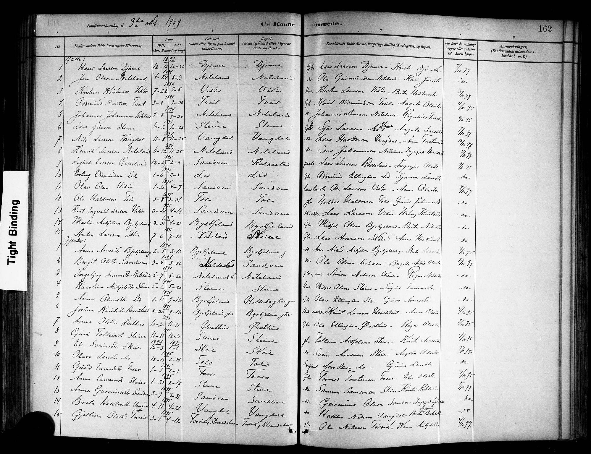 Kvam sokneprestembete, SAB/A-76201/H/Hab: Parish register (copy) no. B 3, 1884-1916, p. 162