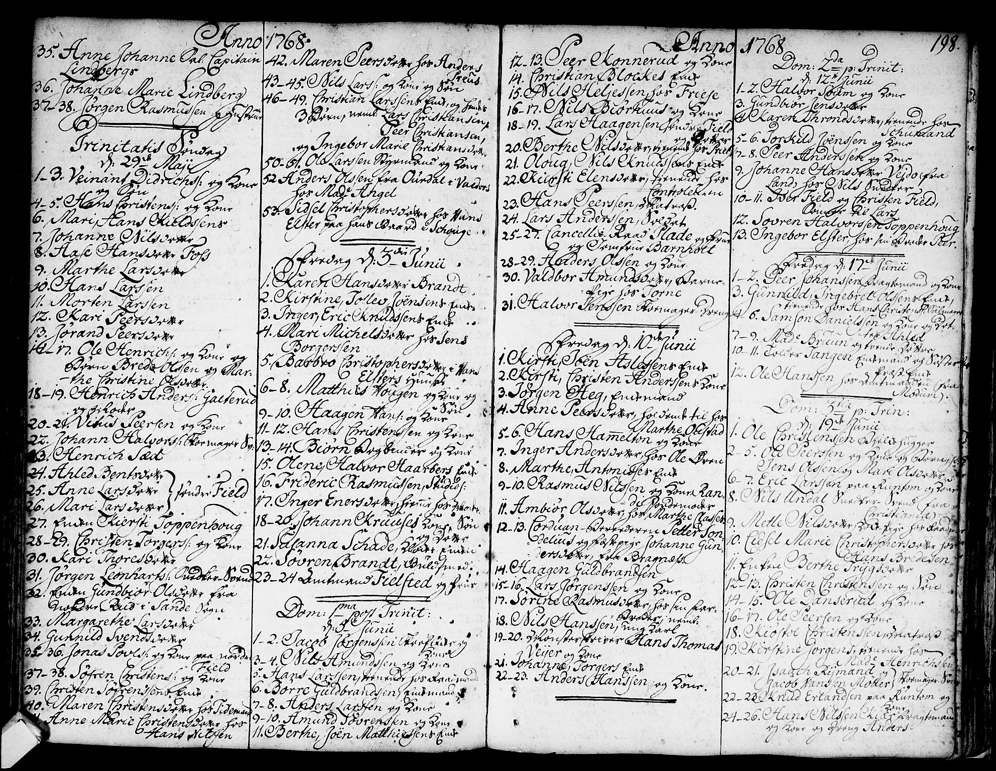Strømsø kirkebøker, SAKO/A-246/F/Fa/L0008: Parish register (official) no. I 8, 1748-1774, p. 198