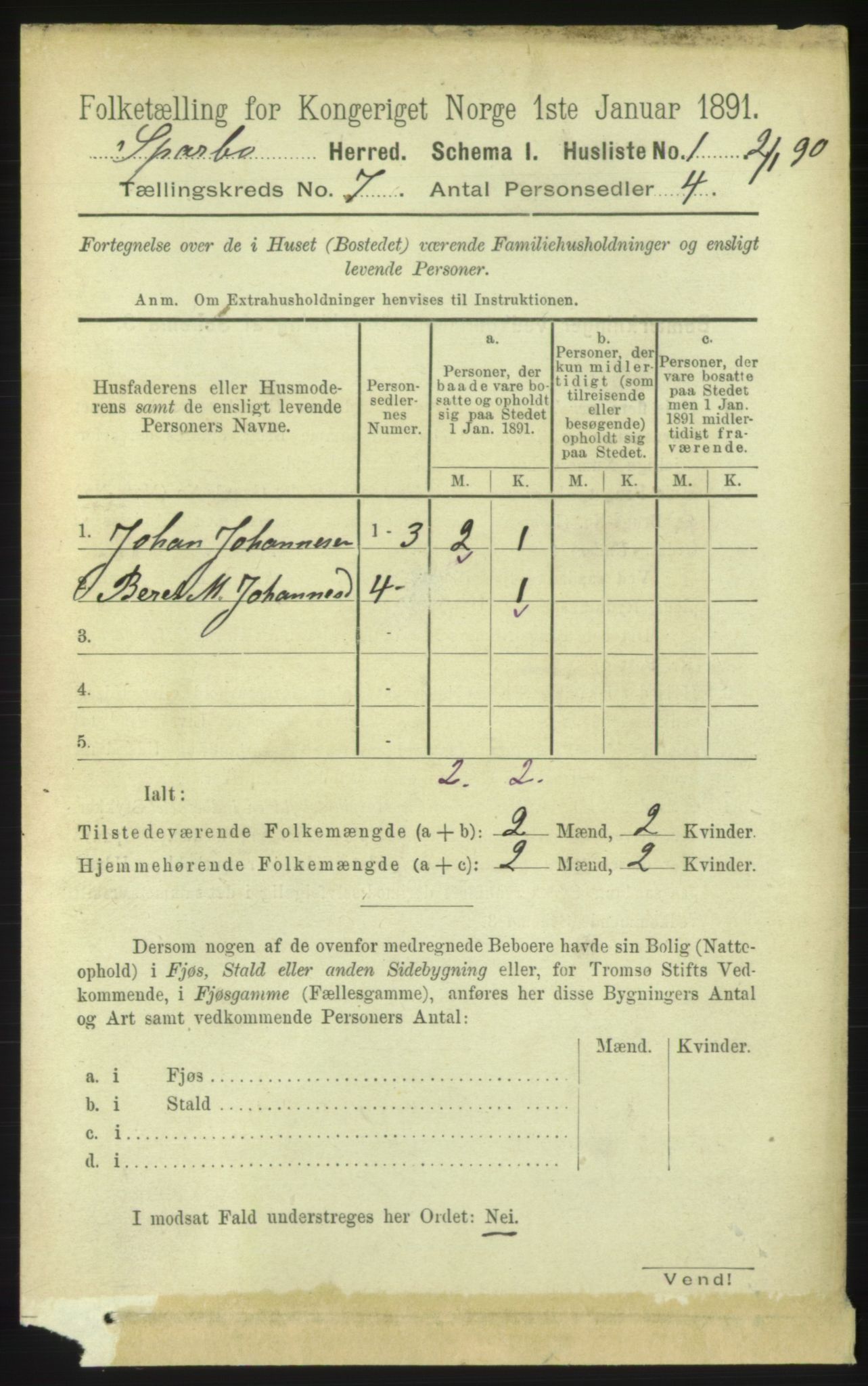 RA, 1891 census for 1731 Sparbu, 1891, p. 2336