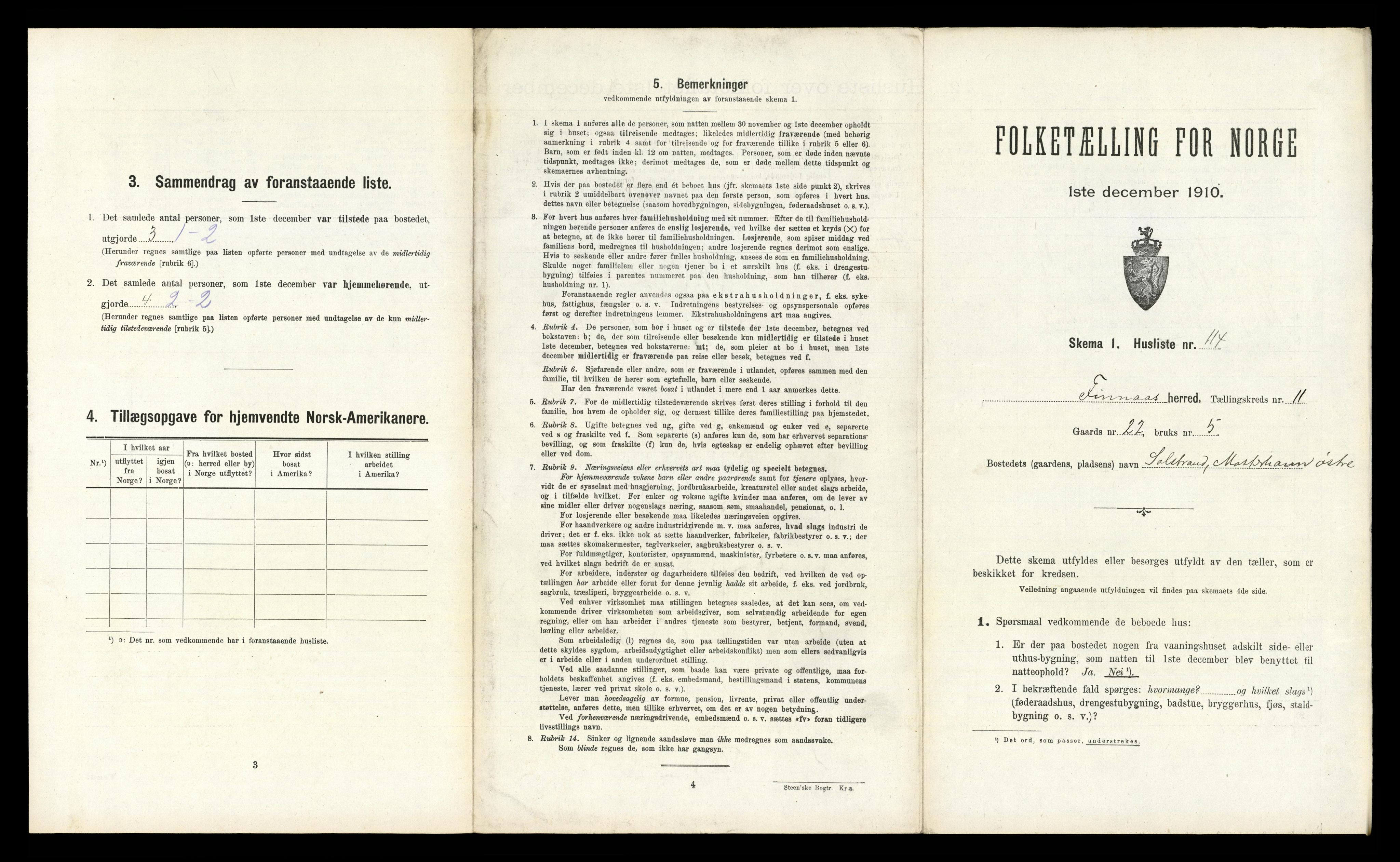 RA, 1910 census for Finnås, 1910, p. 1446