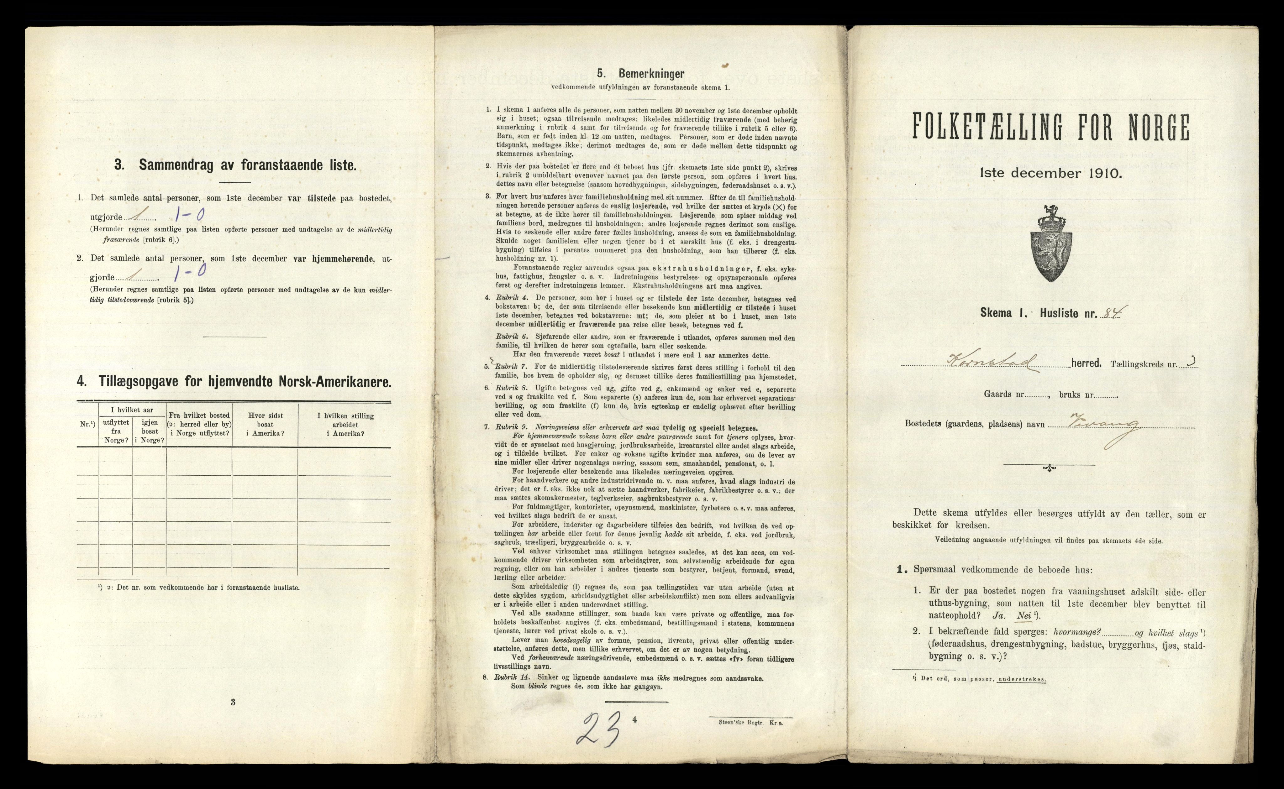 RA, 1910 census for Kornstad, 1910, p. 399