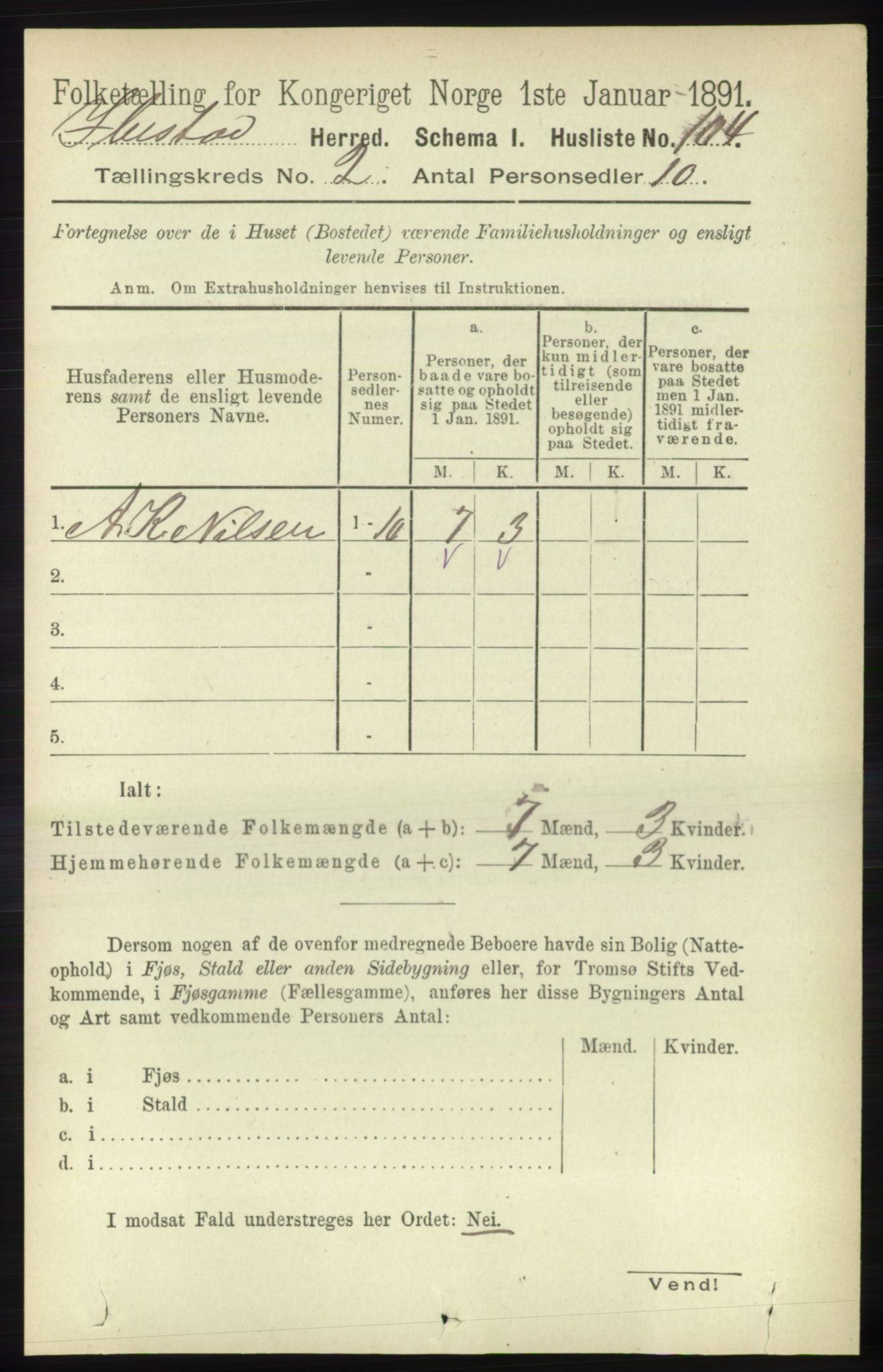 RA, 1891 census for 1917 Ibestad, 1891, p. 810