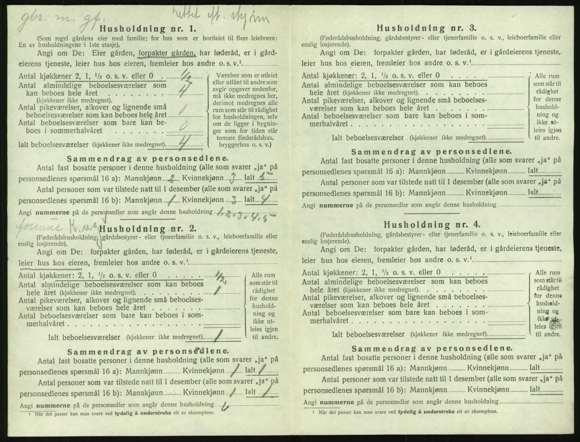 SAK, 1920 census for Tovdal, 1920, p. 142