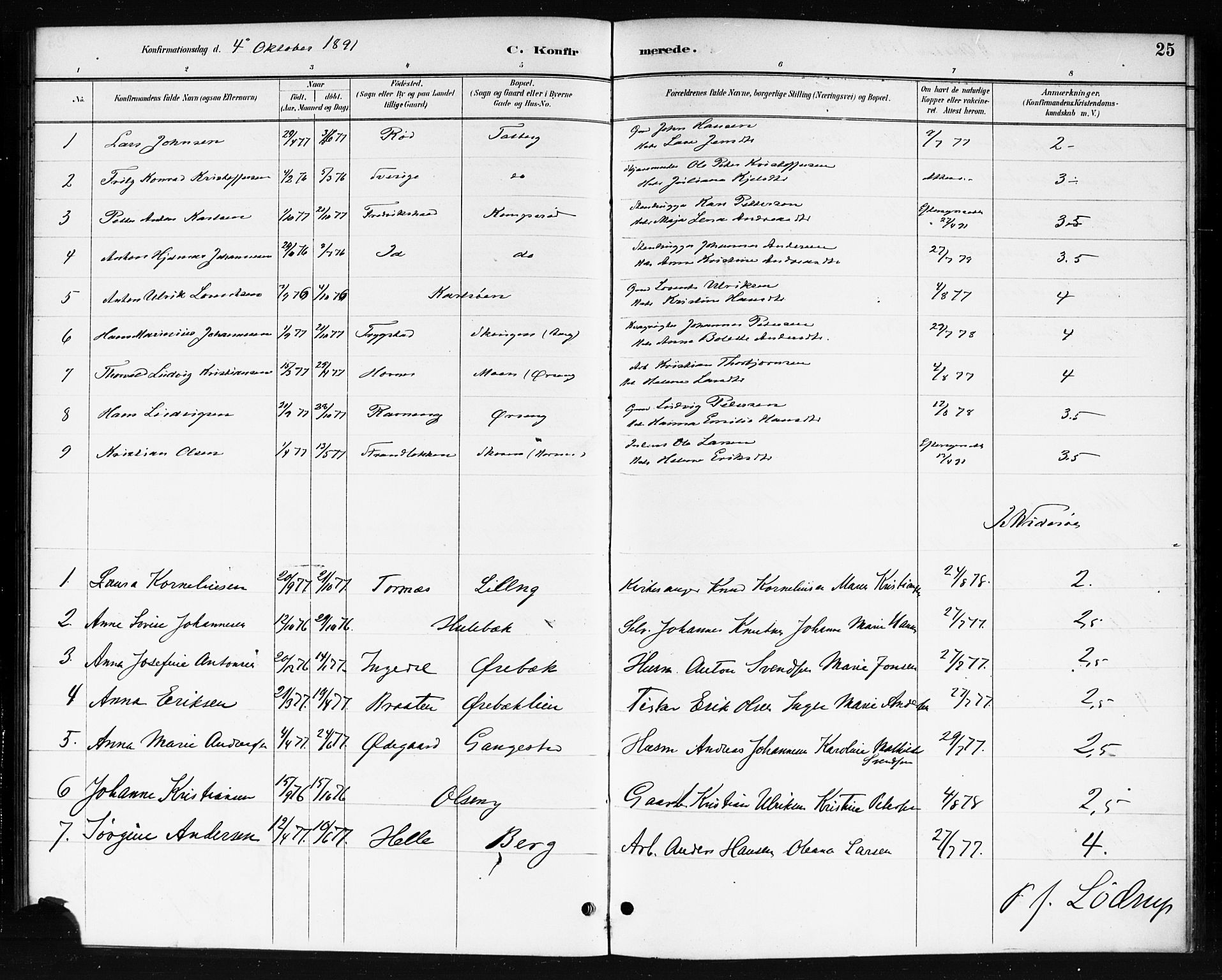 Skjeberg prestekontor Kirkebøker, SAO/A-10923/F/Fb/L0001: Parish register (official) no. II 1, 1886-1894, p. 25