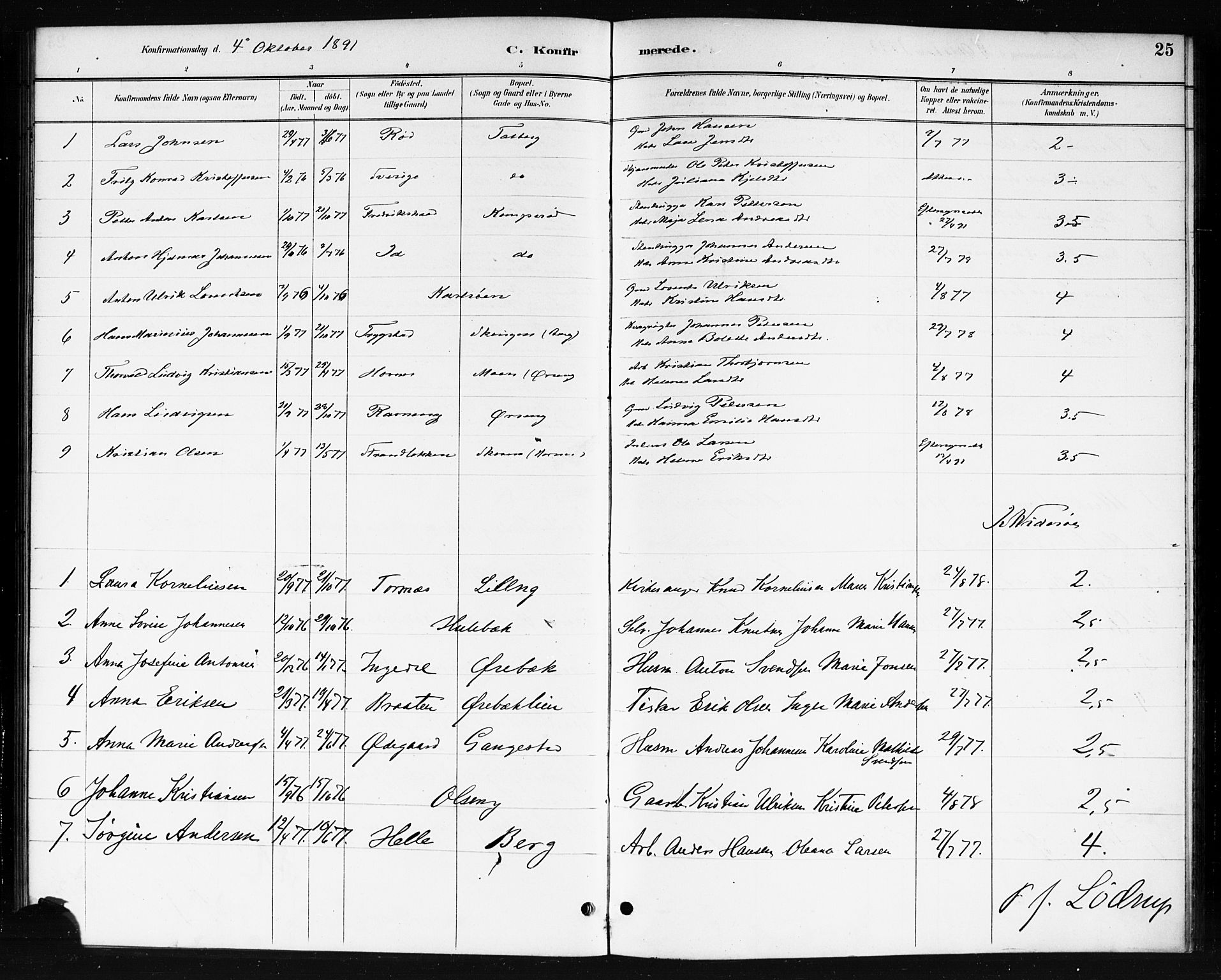 Skjeberg prestekontor Kirkebøker, AV/SAO-A-10923/F/Fb/L0001: Parish register (official) no. II 1, 1886-1894, p. 25