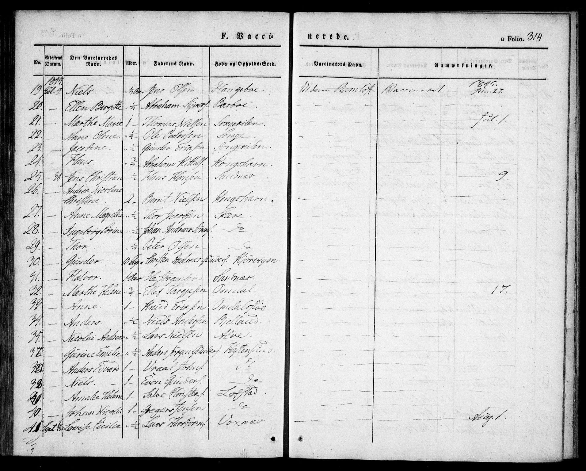 Tromøy sokneprestkontor, AV/SAK-1111-0041/F/Fa/L0004: Parish register (official) no. A 4, 1837-1846, p. 314