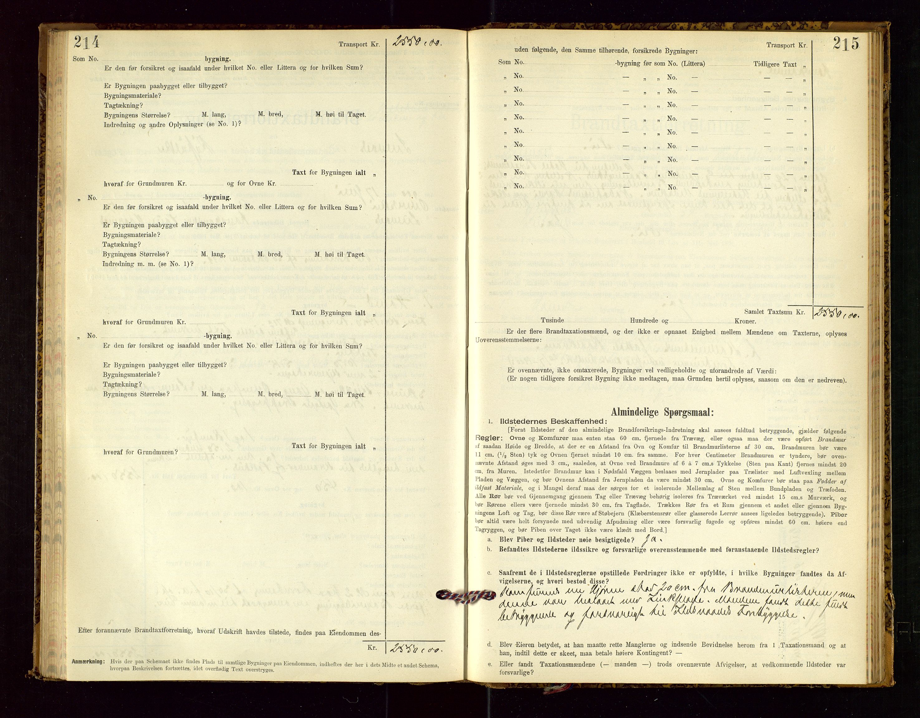 Suldal lensmannskontor, SAST/A-100419/Gob/L0001: "Brandtaxationsprotokol", 1894-1923, p. 214-215