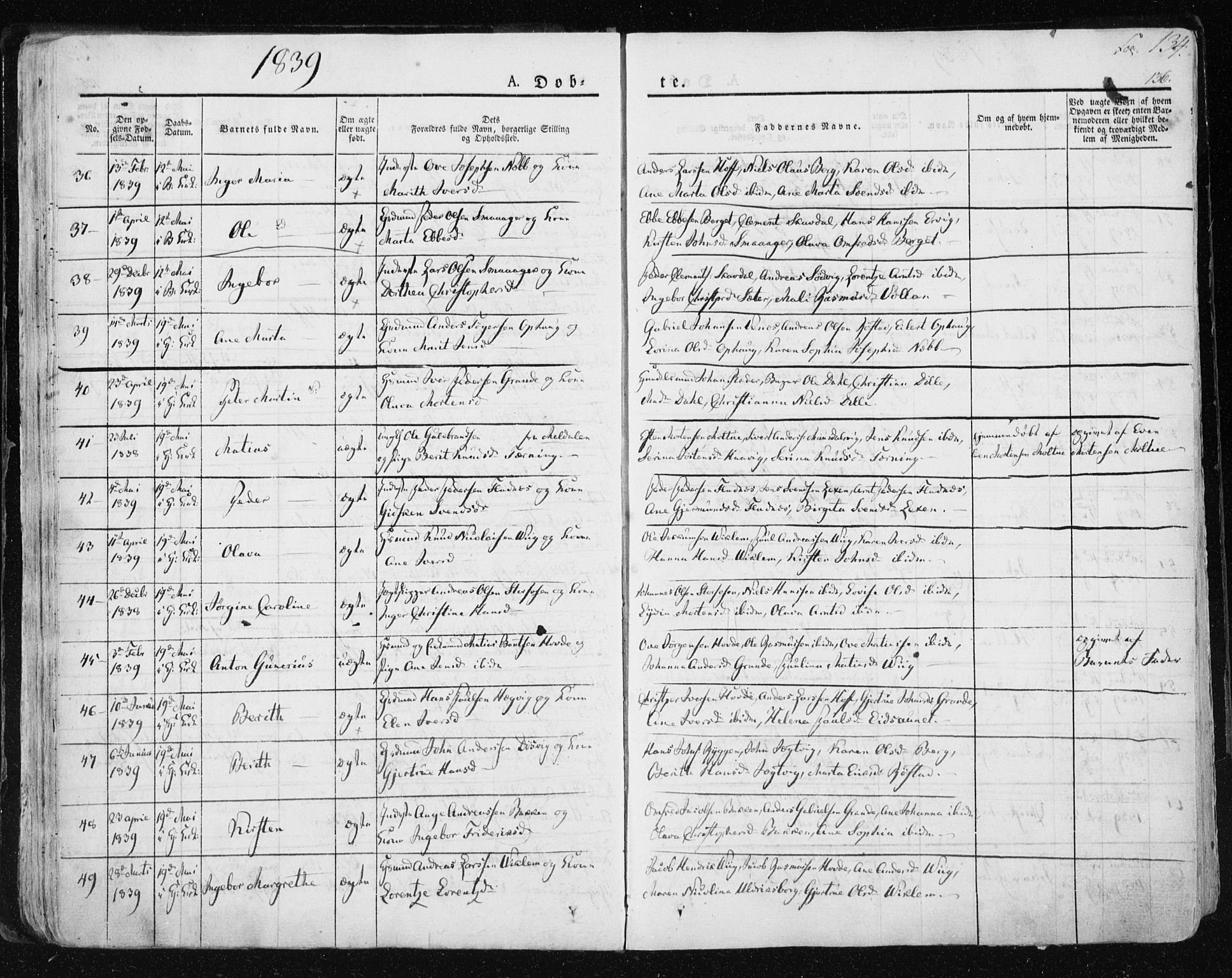 Ministerialprotokoller, klokkerbøker og fødselsregistre - Sør-Trøndelag, SAT/A-1456/659/L0735: Parish register (official) no. 659A05, 1826-1841, p. 134