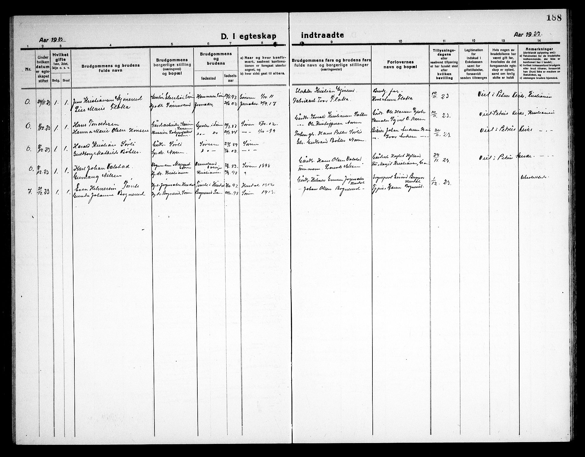 Sørum prestekontor Kirkebøker, SAO/A-10303/G/Ga/L0008: Parish register (copy) no. I 8, 1917-1934, p. 188