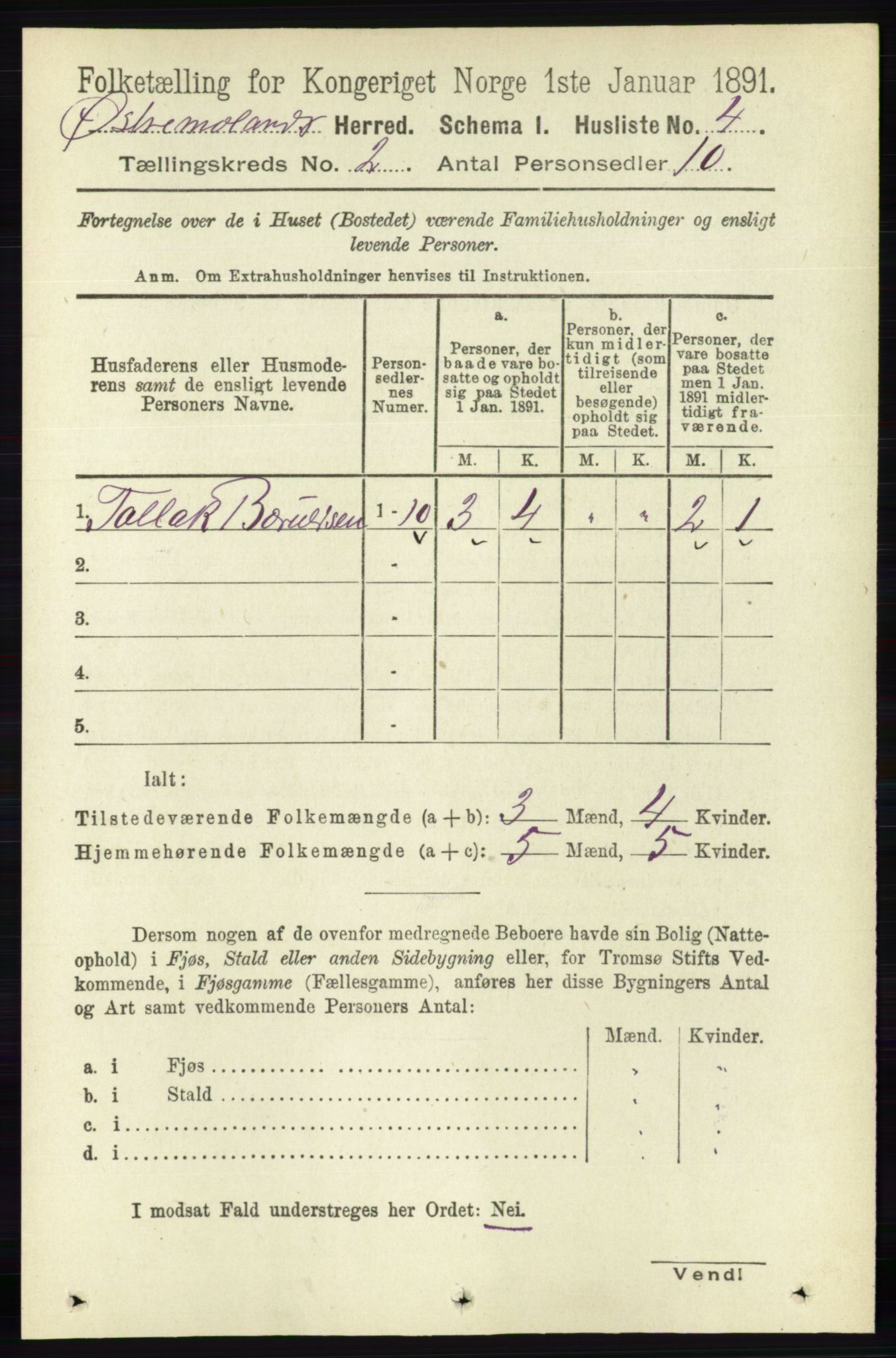 RA, 1891 census for 0918 Austre Moland, 1891, p. 568