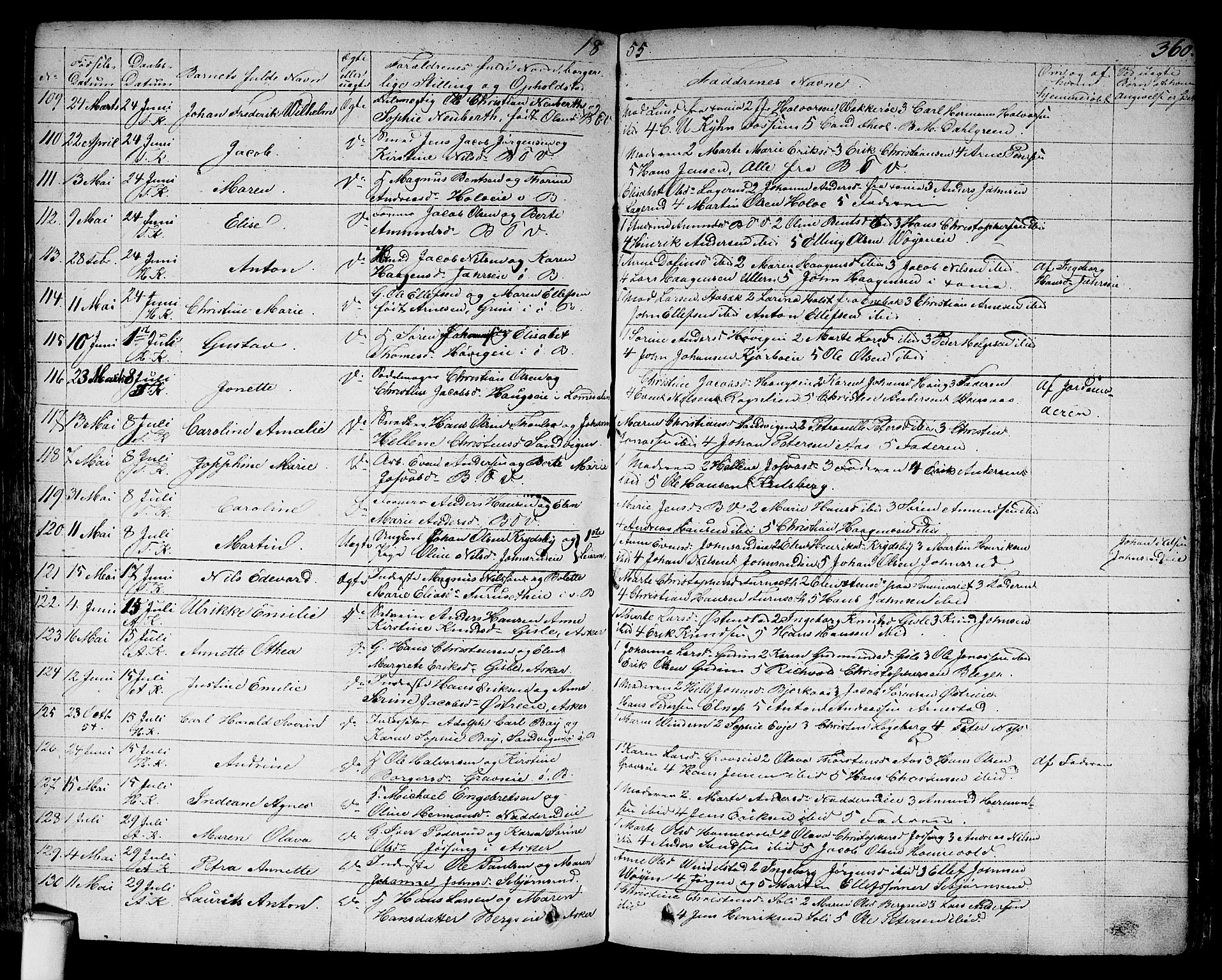 Asker prestekontor Kirkebøker, AV/SAO-A-10256a/F/Fa/L0007: Parish register (official) no. I 7, 1825-1864, p. 360