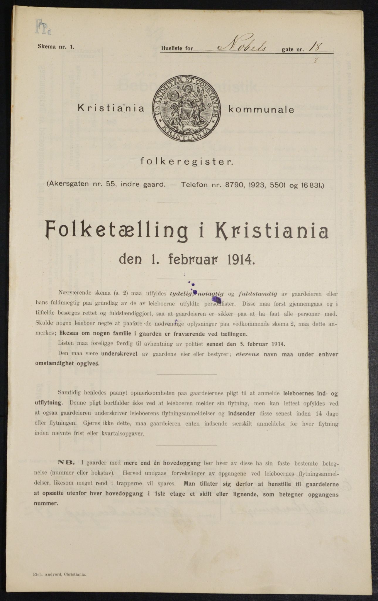 OBA, Municipal Census 1914 for Kristiania, 1914, p. 71271