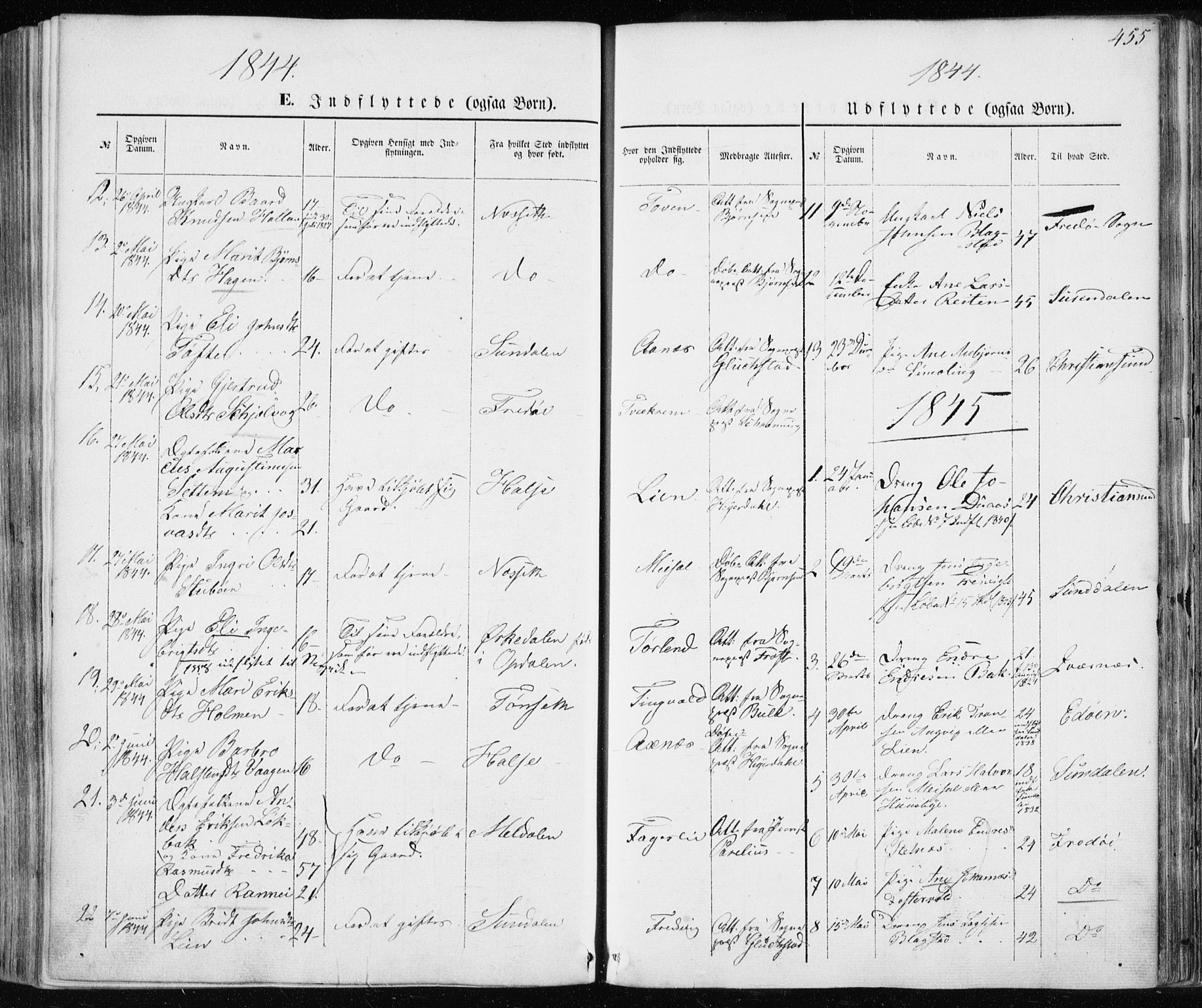 Ministerialprotokoller, klokkerbøker og fødselsregistre - Møre og Romsdal, AV/SAT-A-1454/586/L0984: Parish register (official) no. 586A10, 1844-1856, p. 455