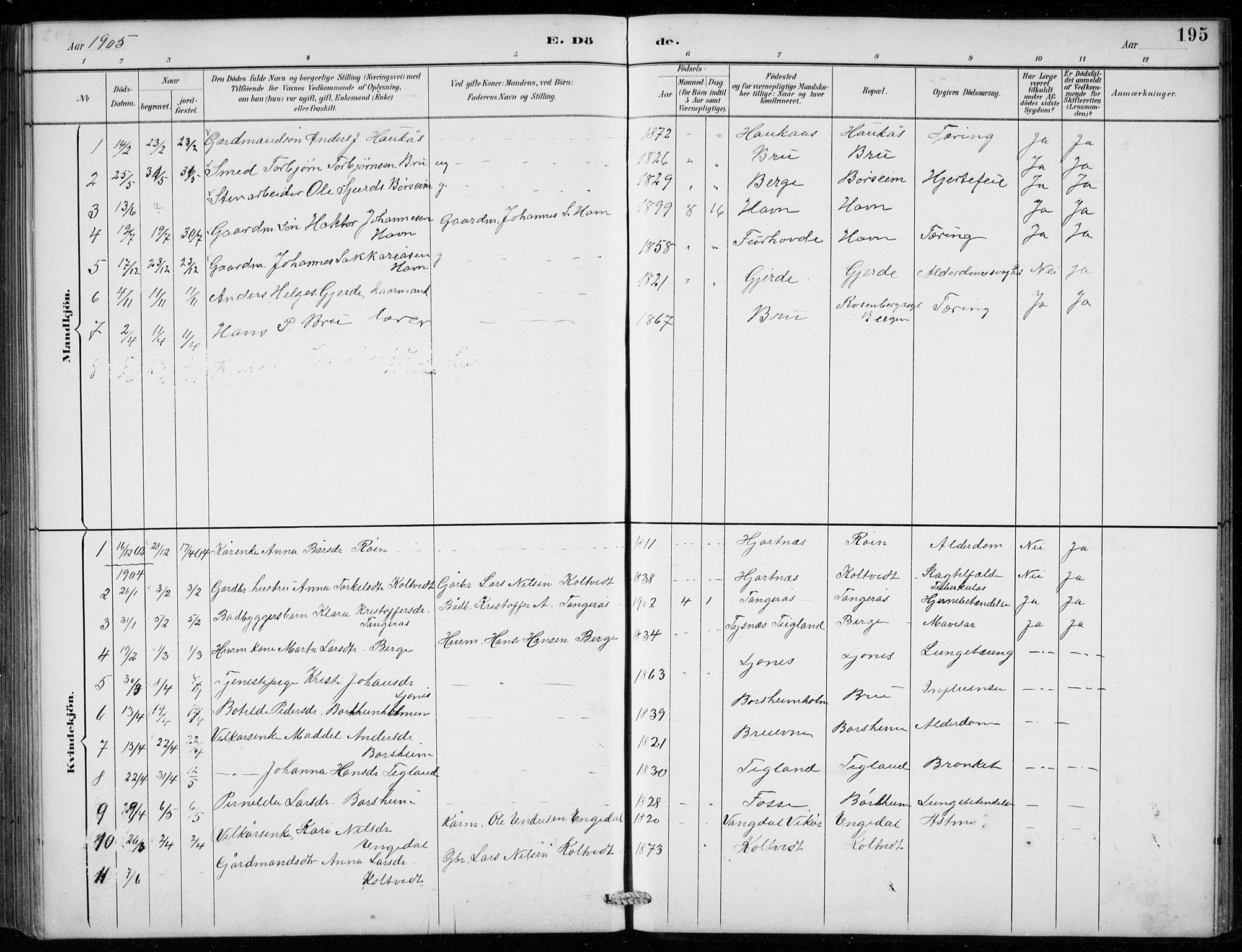 Strandebarm sokneprestembete, AV/SAB-A-78401/H/Hab: Parish register (copy) no. B  1, 1891-1914, p. 195