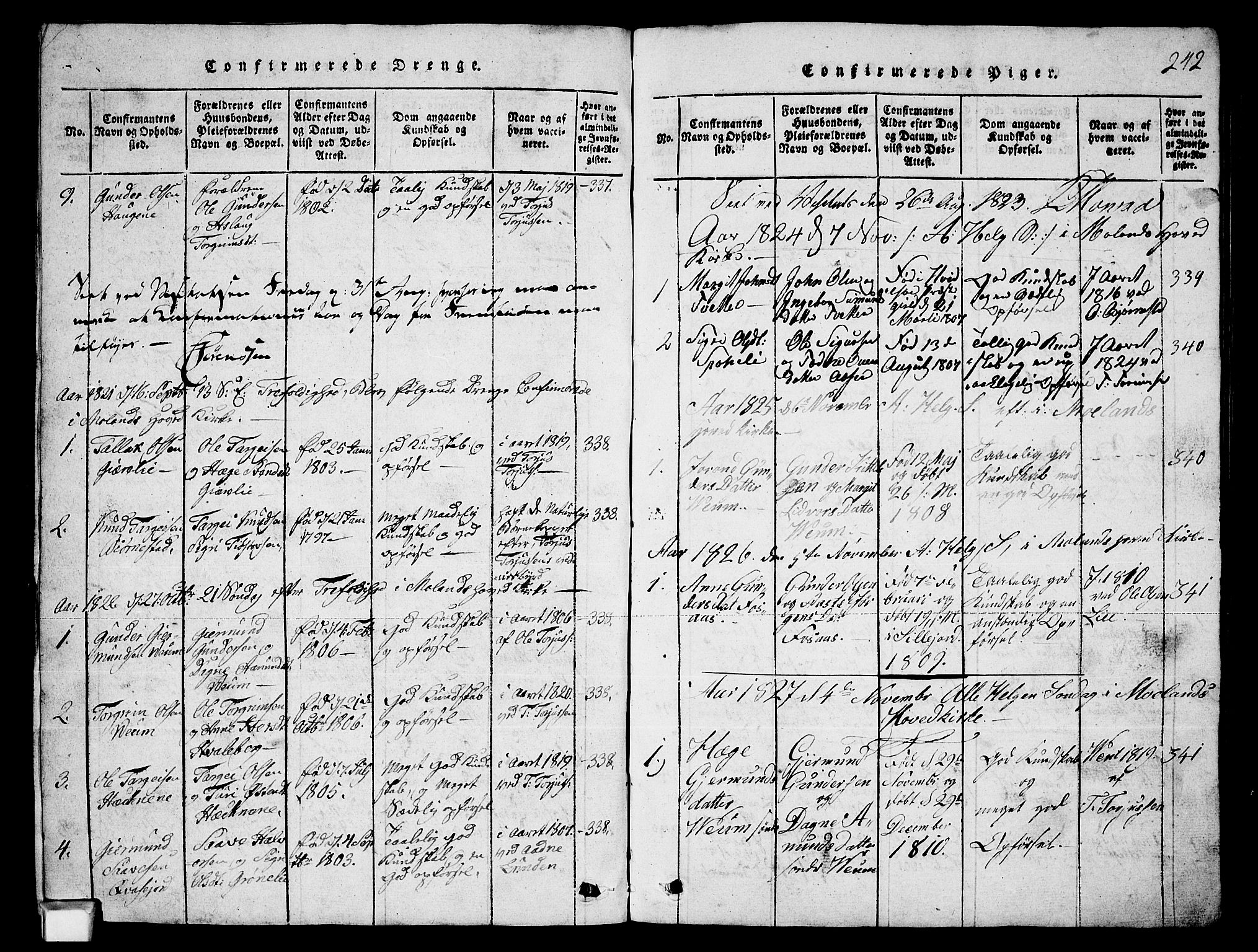 Fyresdal kirkebøker, SAKO/A-263/G/Ga/L0003: Parish register (copy) no. I 3, 1815-1863, p. 242