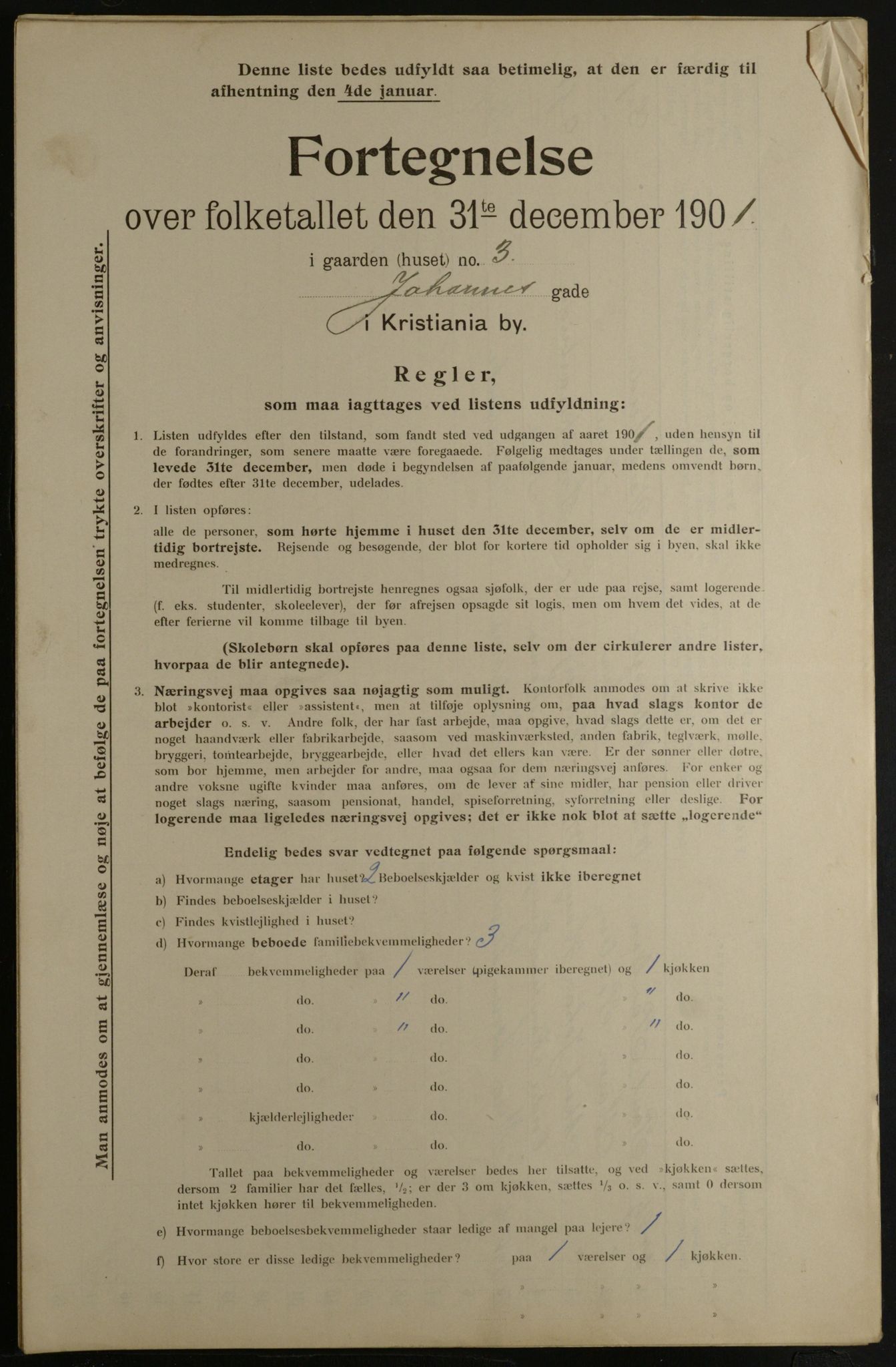 OBA, Municipal Census 1901 for Kristiania, 1901, p. 7332