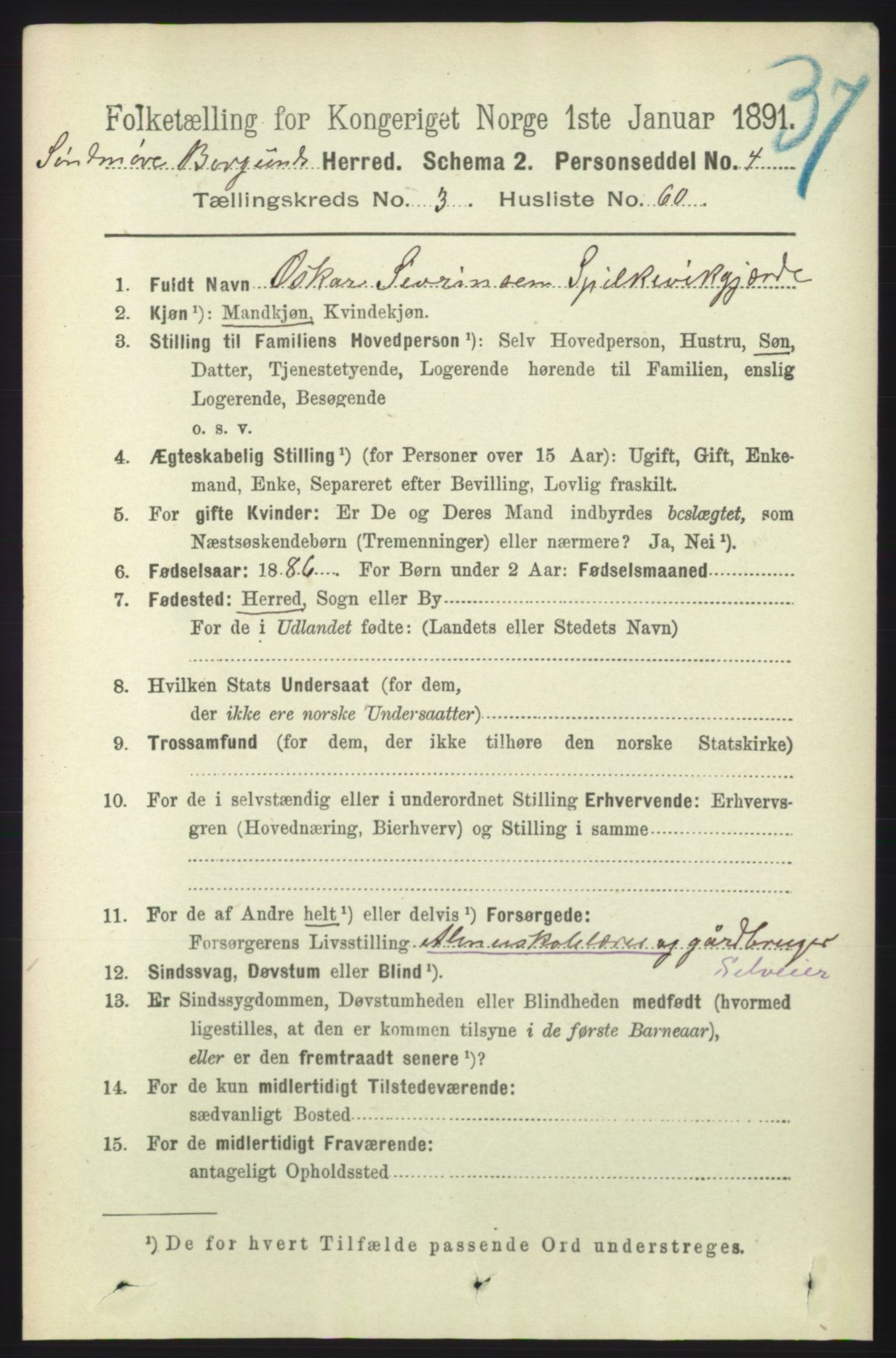 RA, 1891 census for 1531 Borgund, 1891, p. 953