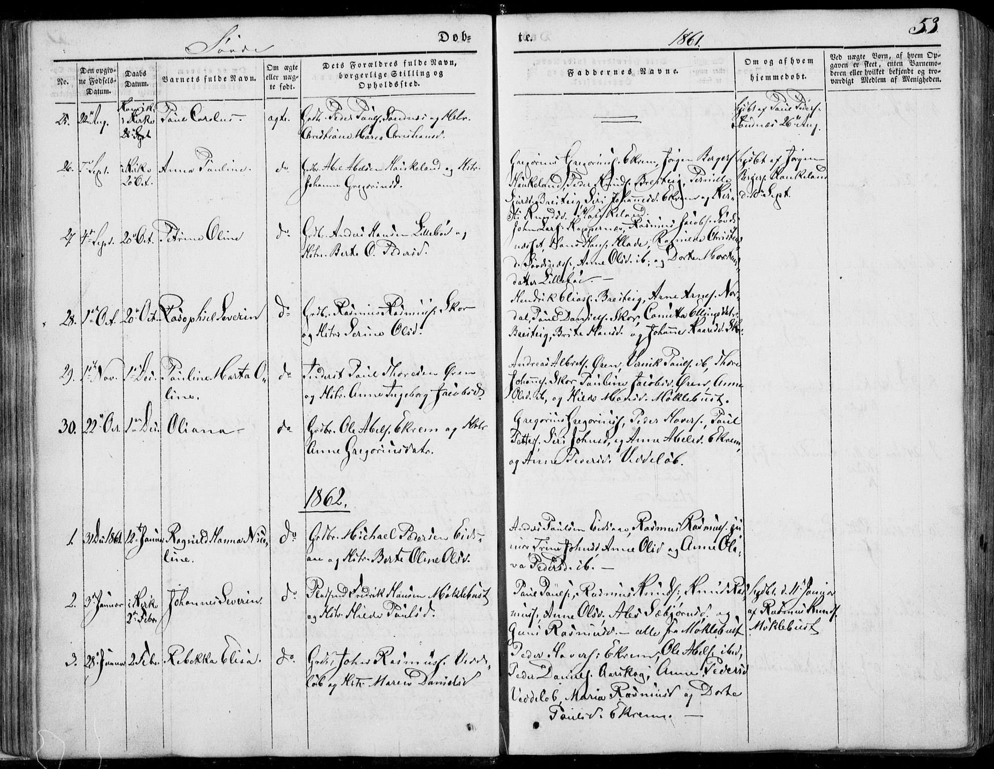 Ministerialprotokoller, klokkerbøker og fødselsregistre - Møre og Romsdal, AV/SAT-A-1454/502/L0023: Parish register (official) no. 502A01, 1844-1873, p. 53