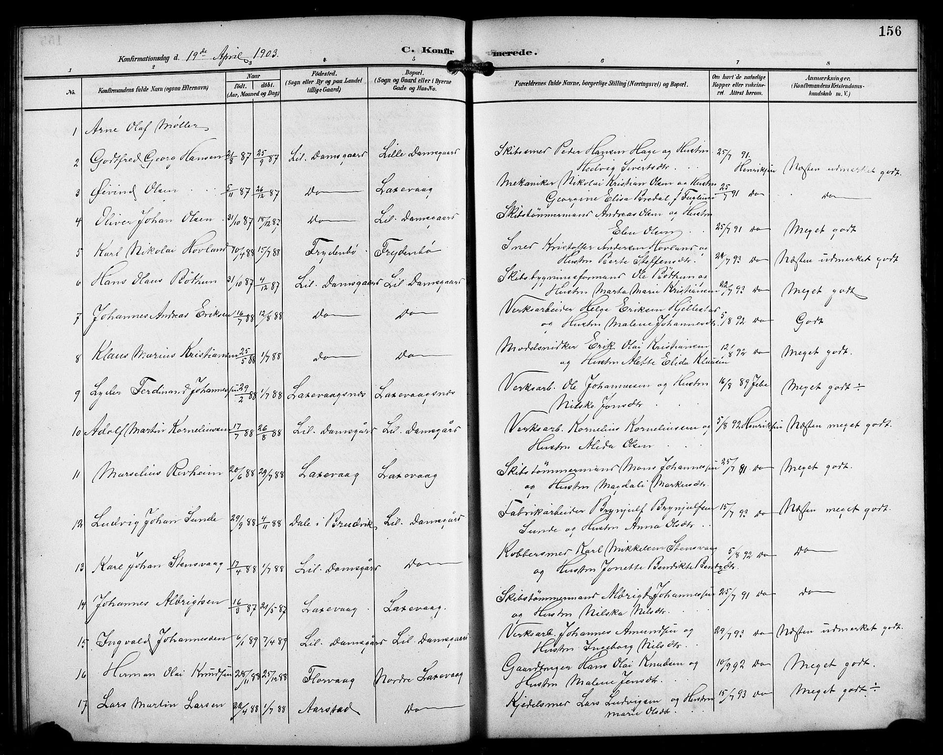 Laksevåg Sokneprestembete, SAB/A-76501/H/Ha/Hab/Haba/L0004: Parish register (copy) no. A 4, 1899-1909, p. 156