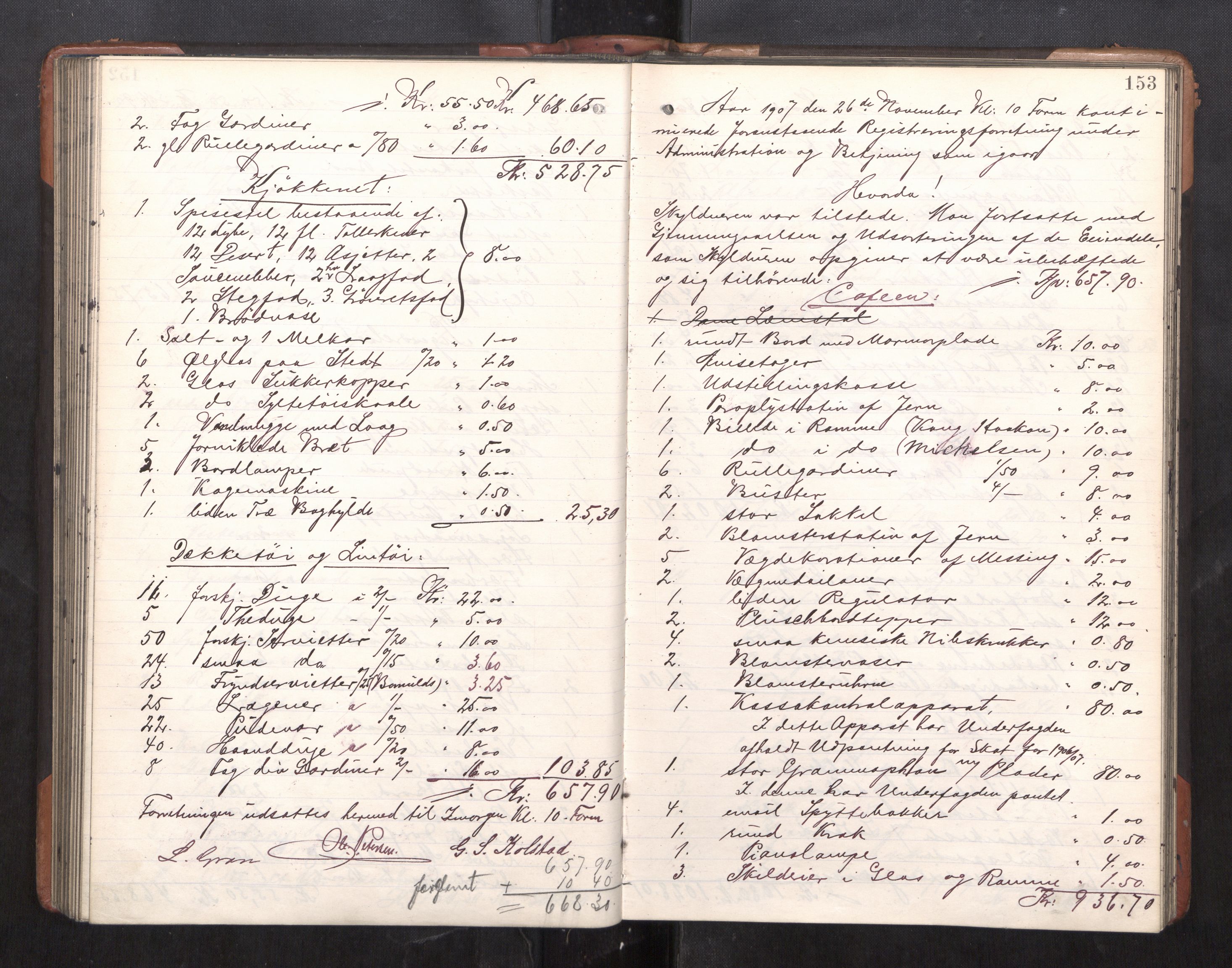 Trondheim byfogd, AV/SAT-A-0003/1/3/3C/L0025: Skifteregistreringsprotokoll - 24/1-14/7. (u/ register), 1906-1909, p. 153
