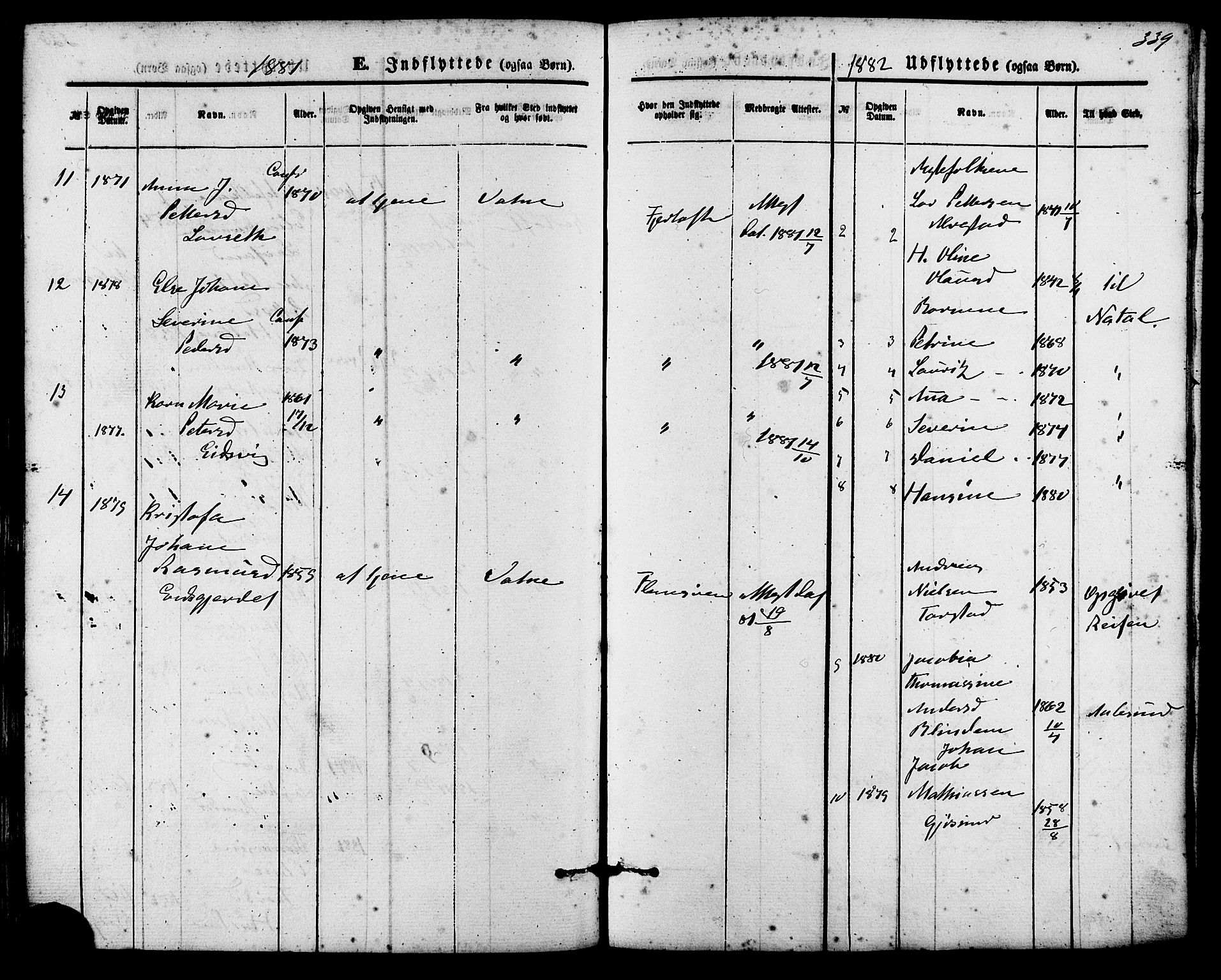 Ministerialprotokoller, klokkerbøker og fødselsregistre - Møre og Romsdal, AV/SAT-A-1454/536/L0500: Parish register (official) no. 536A09, 1876-1889, p. 339