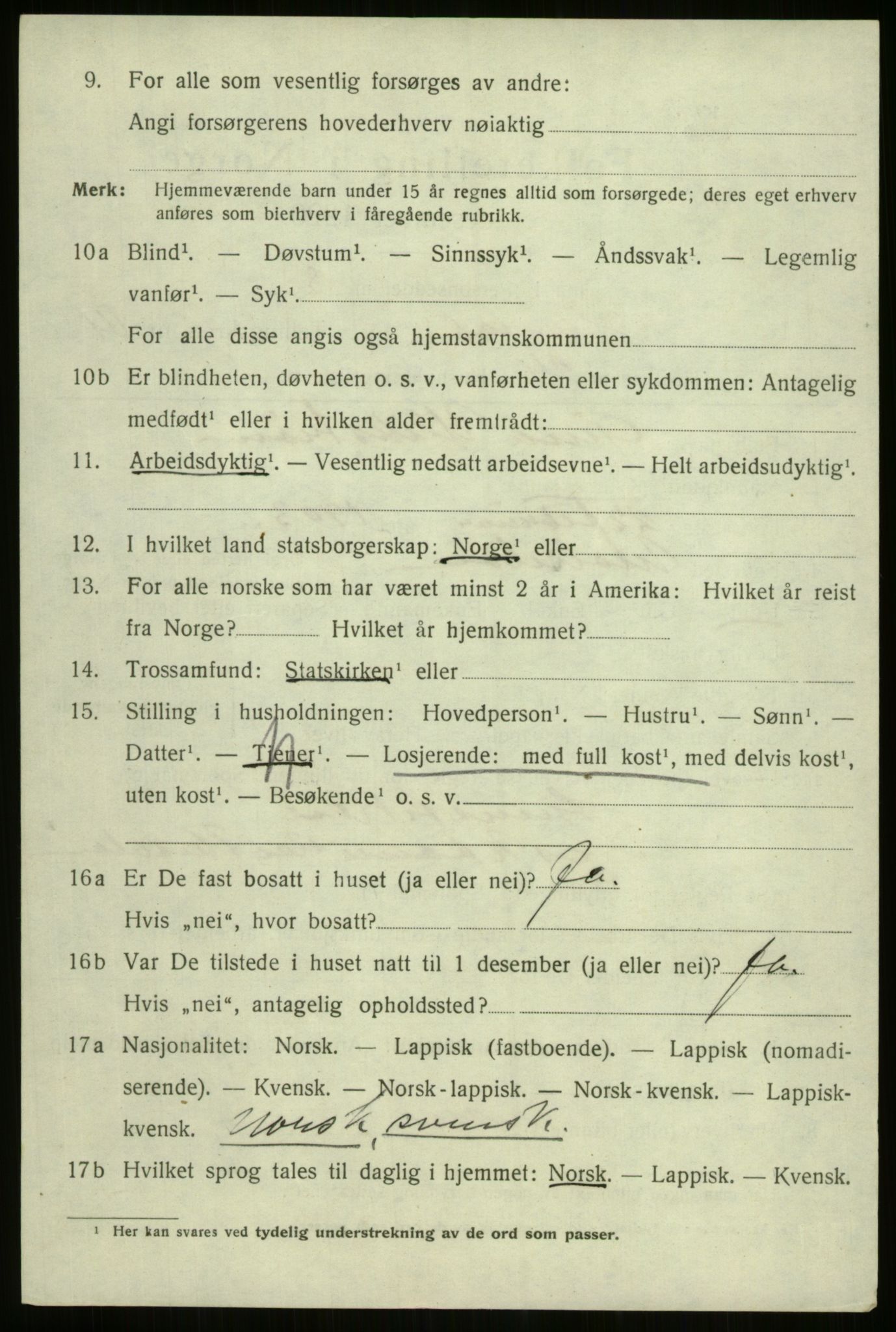 SATØ, 1920 census for Harstad, 1920, p. 4593