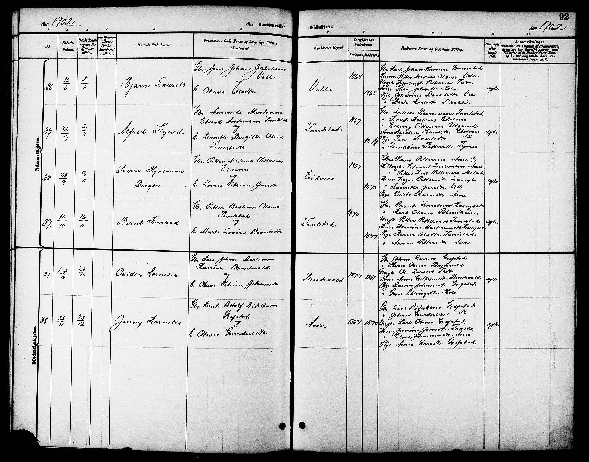 Ministerialprotokoller, klokkerbøker og fødselsregistre - Møre og Romsdal, AV/SAT-A-1454/523/L0340: Parish register (copy) no. 523C03, 1892-1902, p. 92