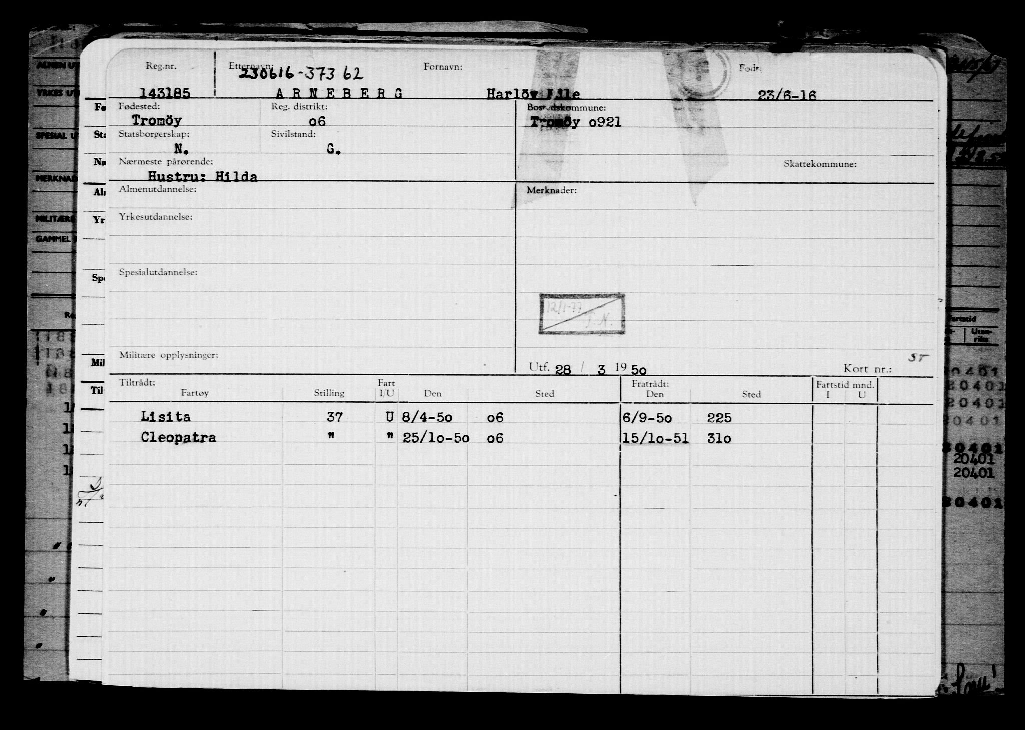 Direktoratet for sjømenn, RA/S-3545/G/Gb/L0140: Hovedkort, 1916, p. 275