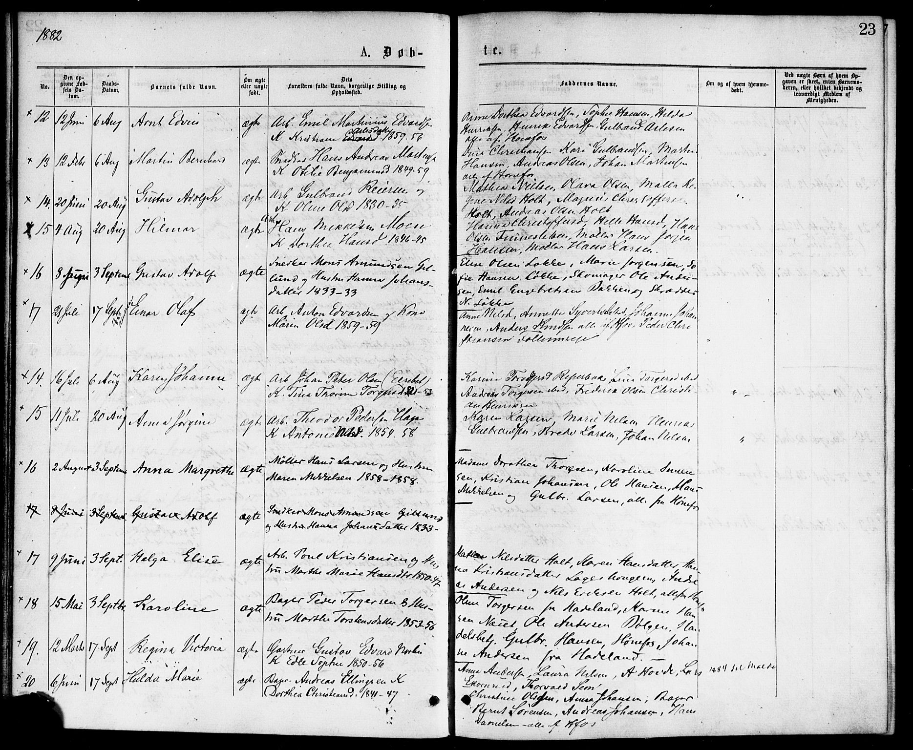 Hønefoss kirkebøker, AV/SAKO-A-609/F/Fa/L0001: Parish register (official) no. 1, 1875-1887, p. 23