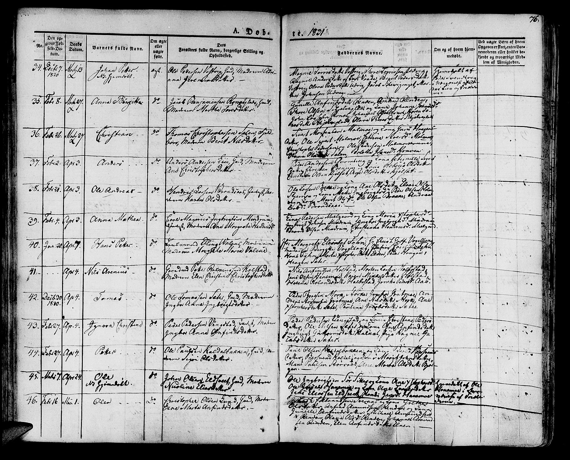 Ministerialprotokoller, klokkerbøker og fødselsregistre - Nord-Trøndelag, SAT/A-1458/741/L0390: Parish register (official) no. 741A04, 1822-1836, p. 76