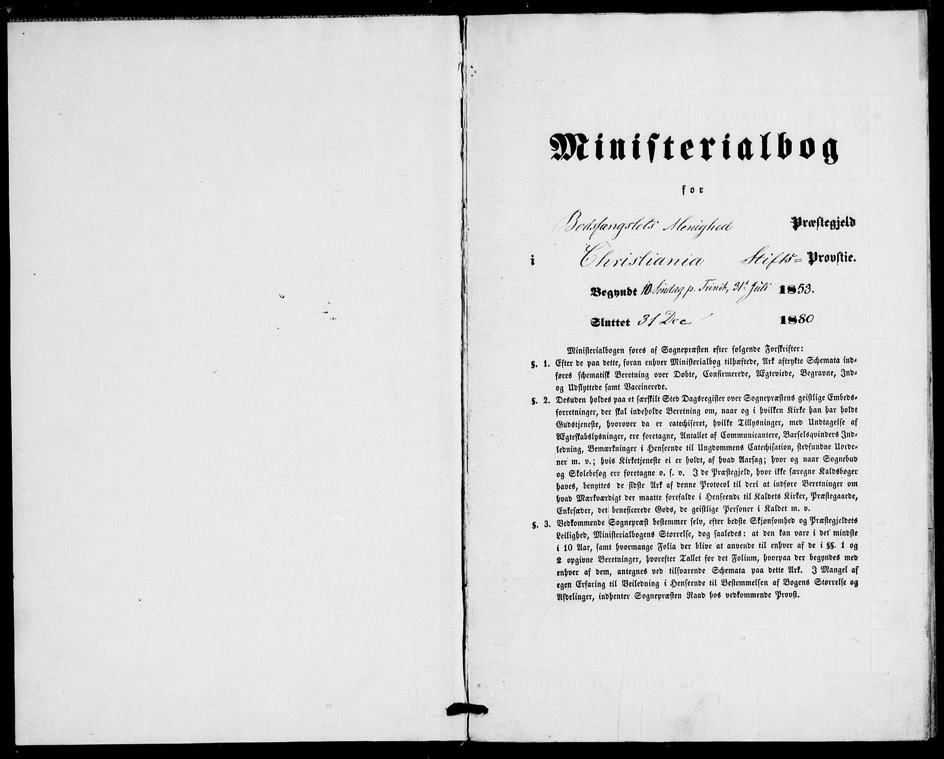 Botsfengslet prestekontor kirkebøker, SAO/A-11688a: Parish register (official) no. 1, 1853-1880