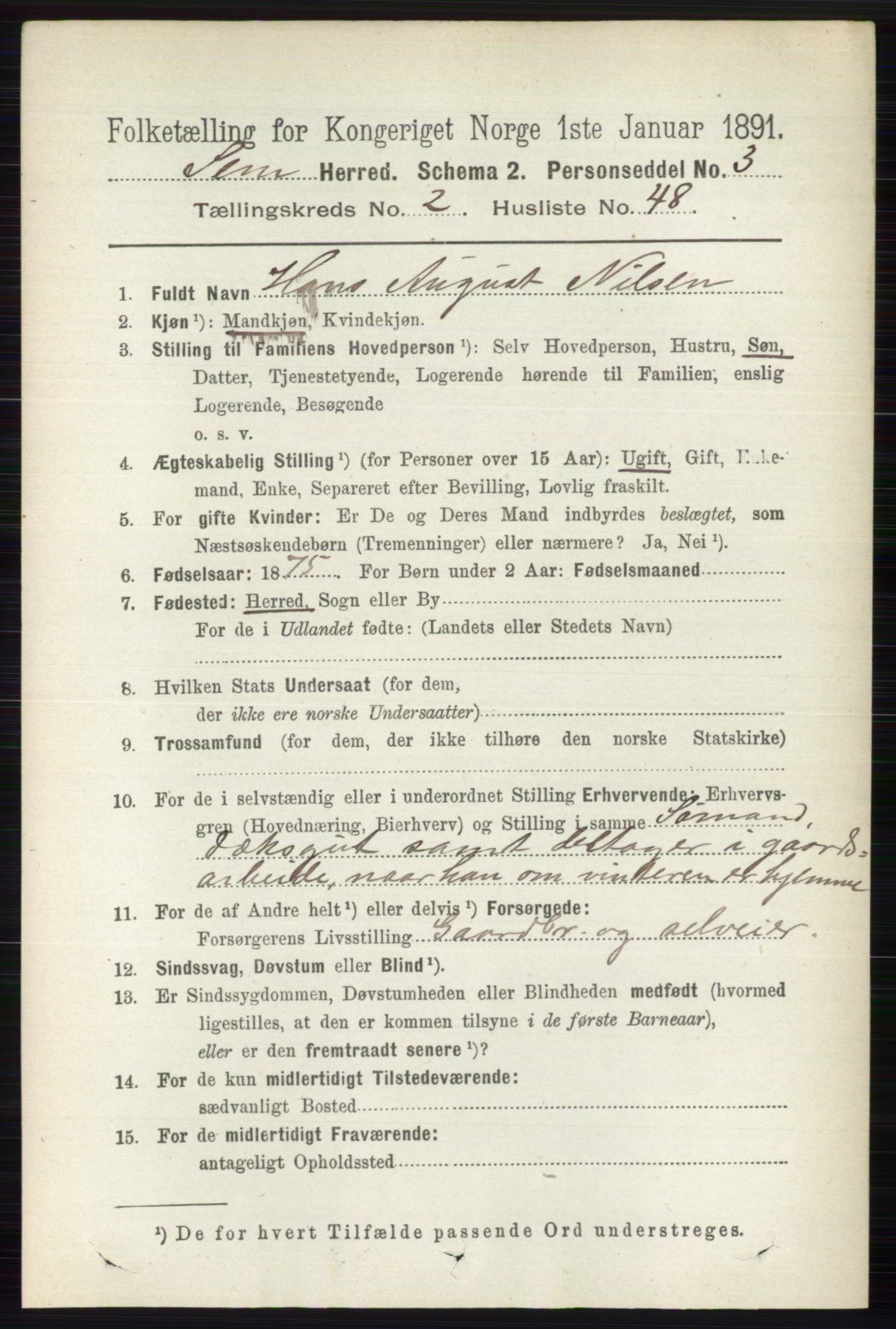 RA, 1891 census for 0721 Sem, 1891, p. 924