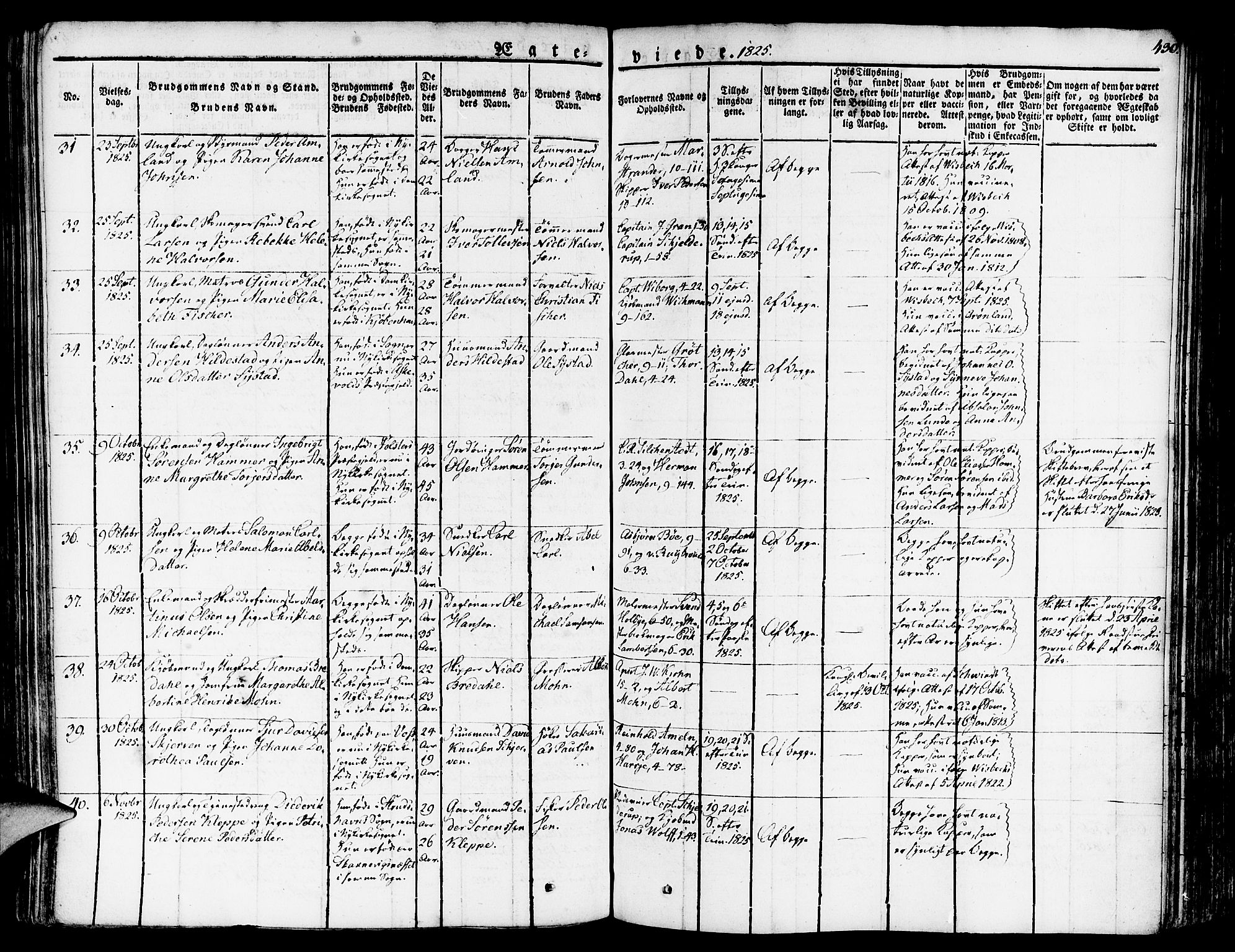 Nykirken Sokneprestembete, SAB/A-77101/H/Haa/L0012: Parish register (official) no. A 12, 1821-1844, p. 430