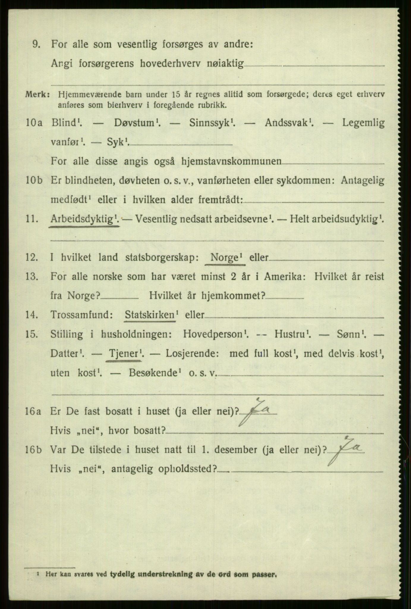 SAB, 1920 census for Voss, 1920, p. 16688