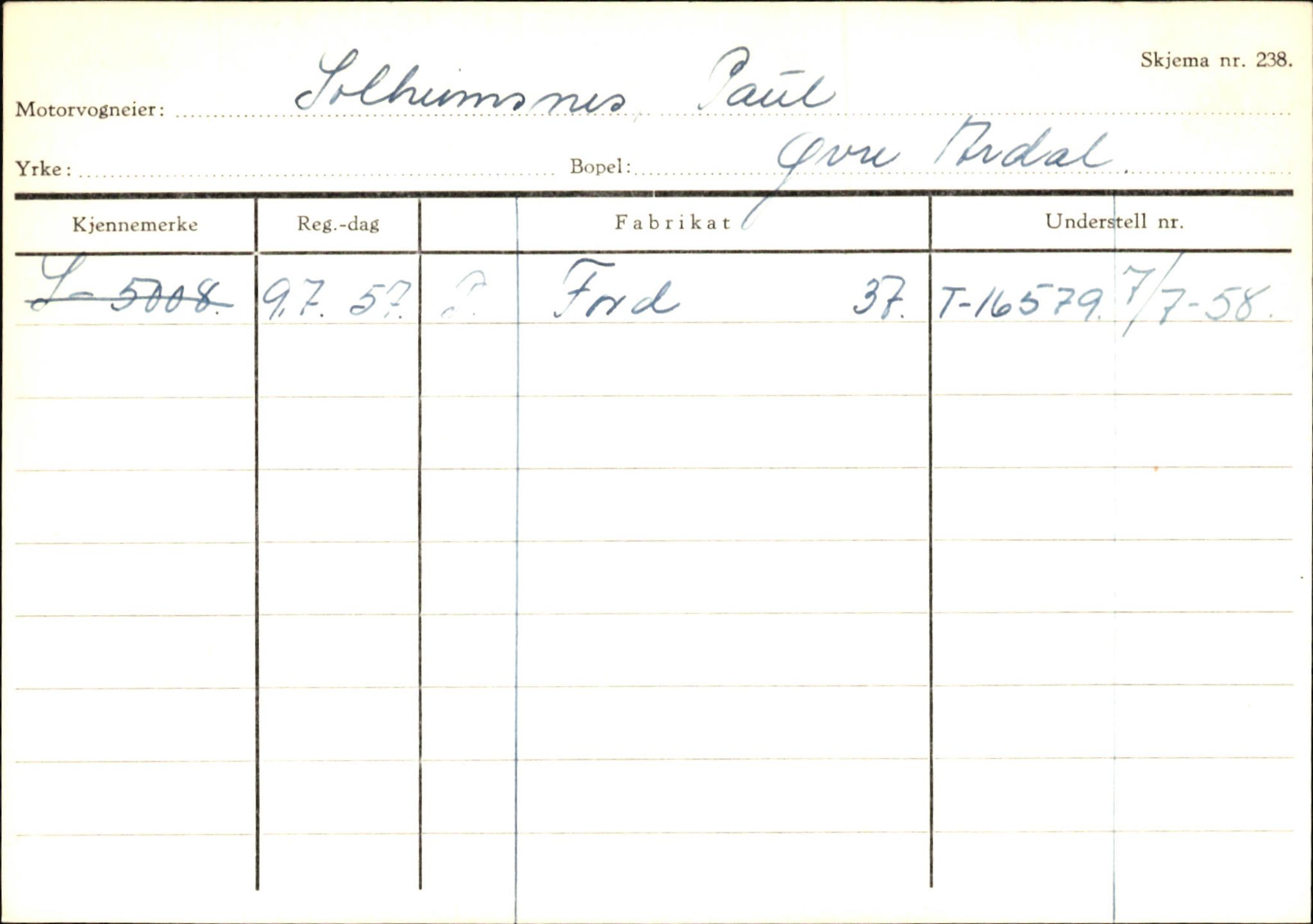 Statens vegvesen, Sogn og Fjordane vegkontor, AV/SAB-A-5301/4/F/L0146: Registerkort Årdal R-Å samt diverse kort, 1945-1975, p. 538