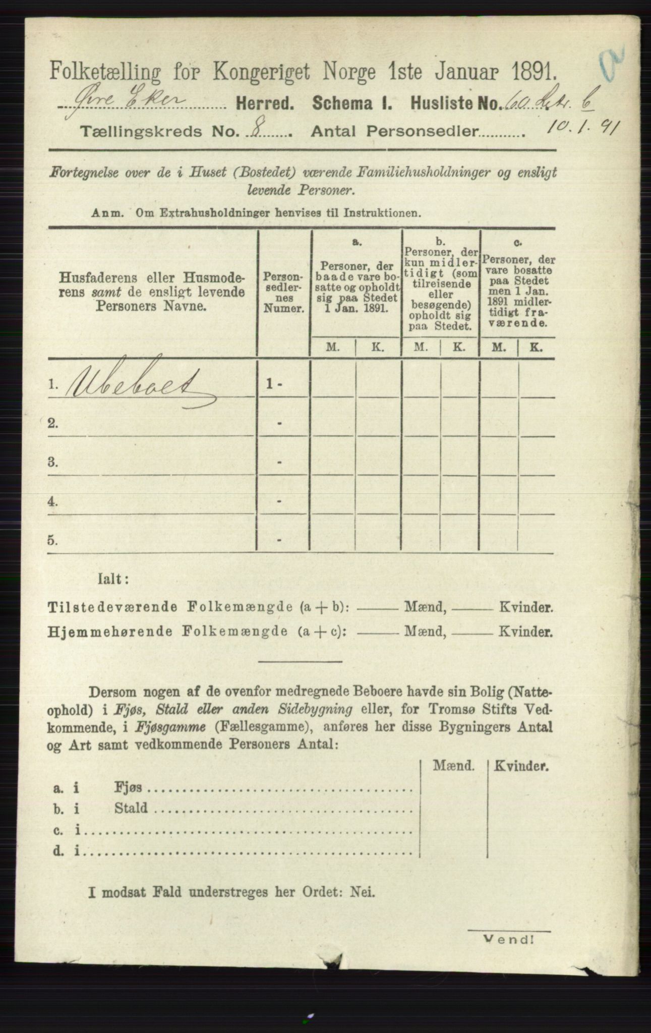 RA, 1891 census for 0624 Øvre Eiker, 1891, p. 3230