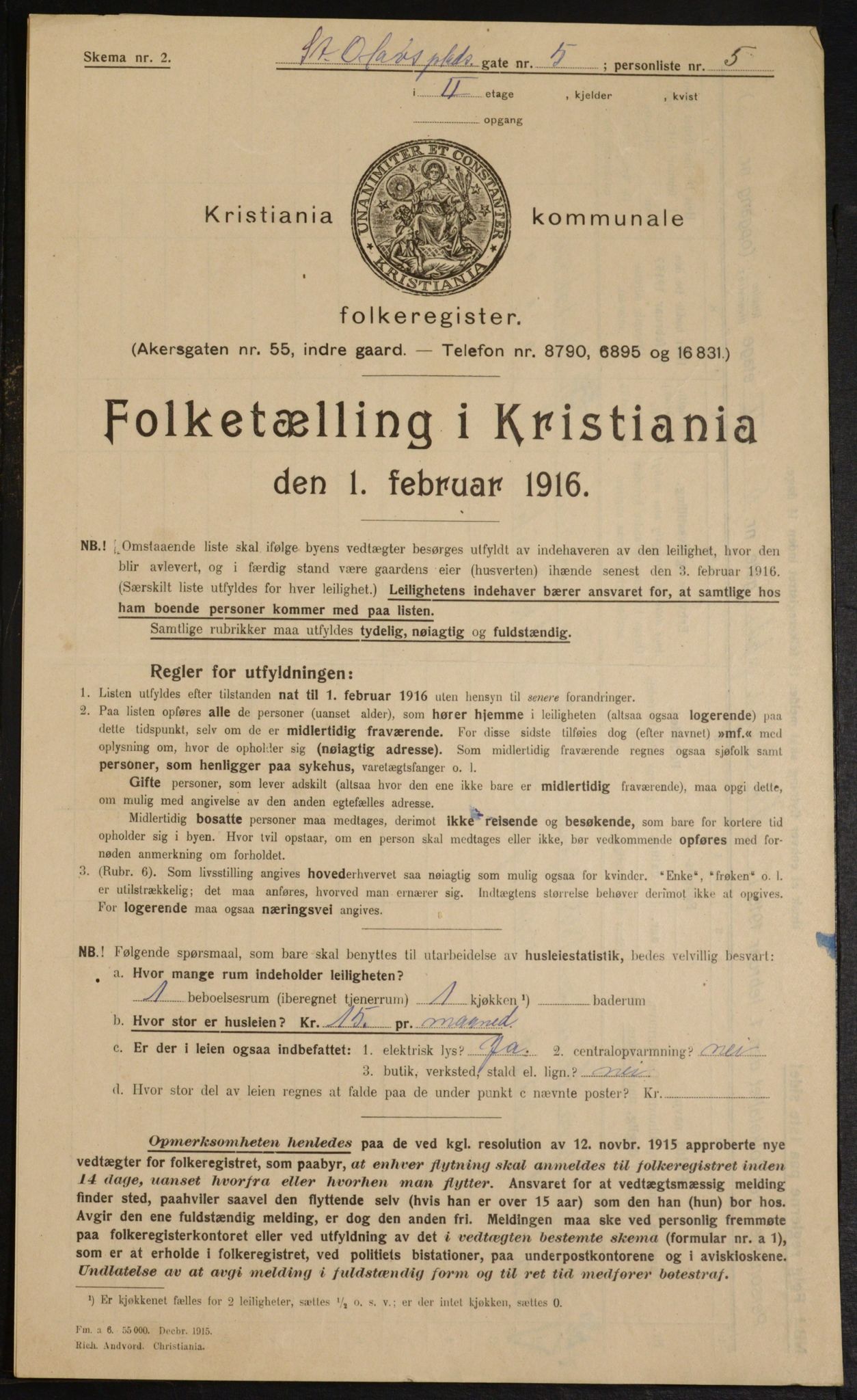 OBA, Municipal Census 1916 for Kristiania, 1916, p. 90661