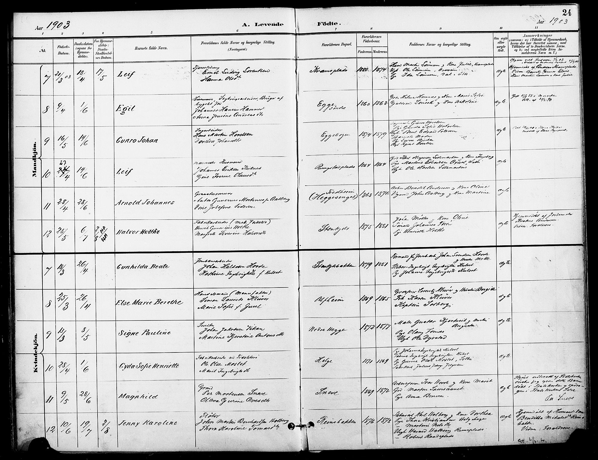 Ministerialprotokoller, klokkerbøker og fødselsregistre - Nord-Trøndelag, AV/SAT-A-1458/740/L0379: Parish register (official) no. 740A02, 1895-1907, p. 24