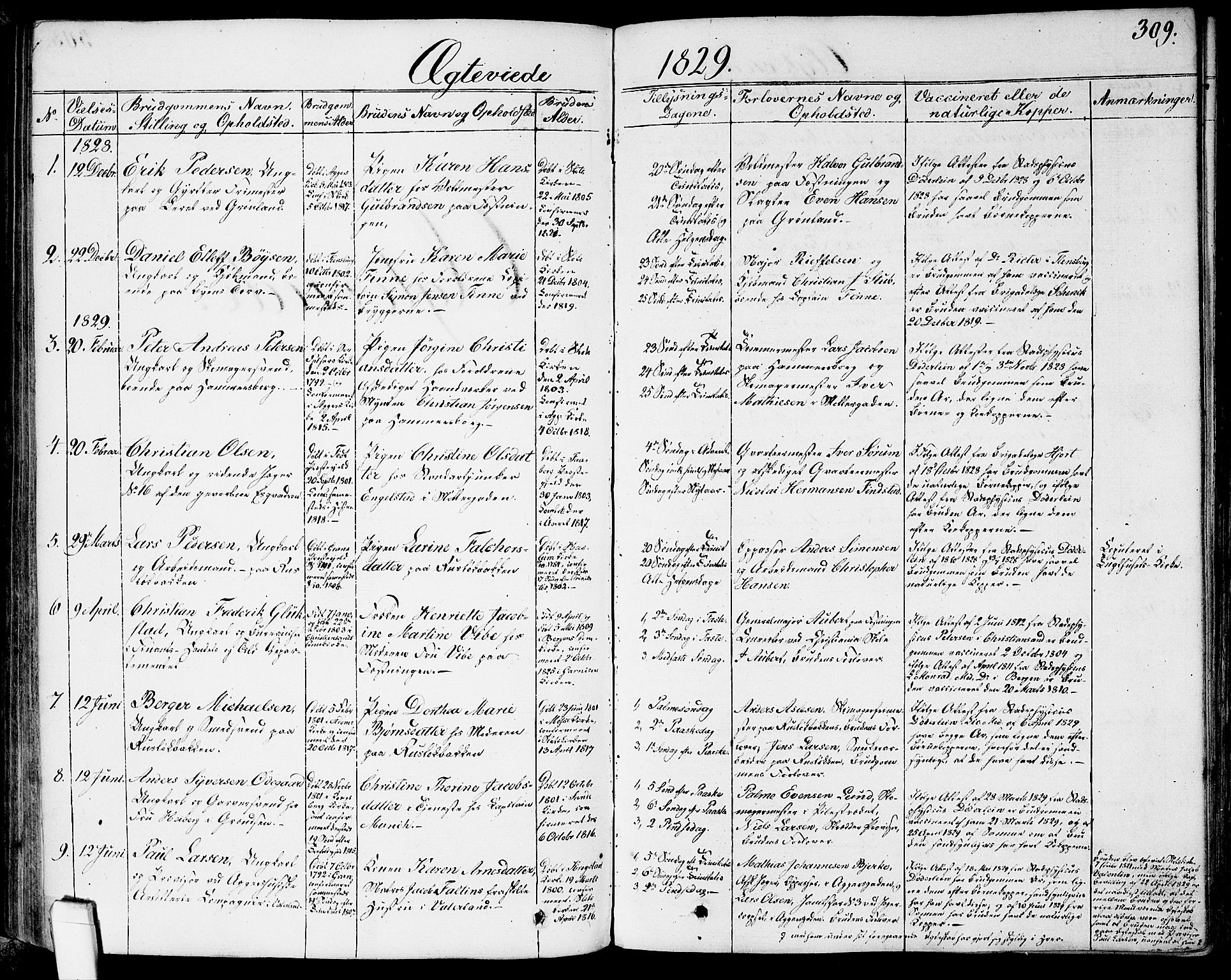 Garnisonsmenigheten Kirkebøker, SAO/A-10846/G/Ga/L0004: Parish register (copy) no. 4, 1828-1840, p. 309