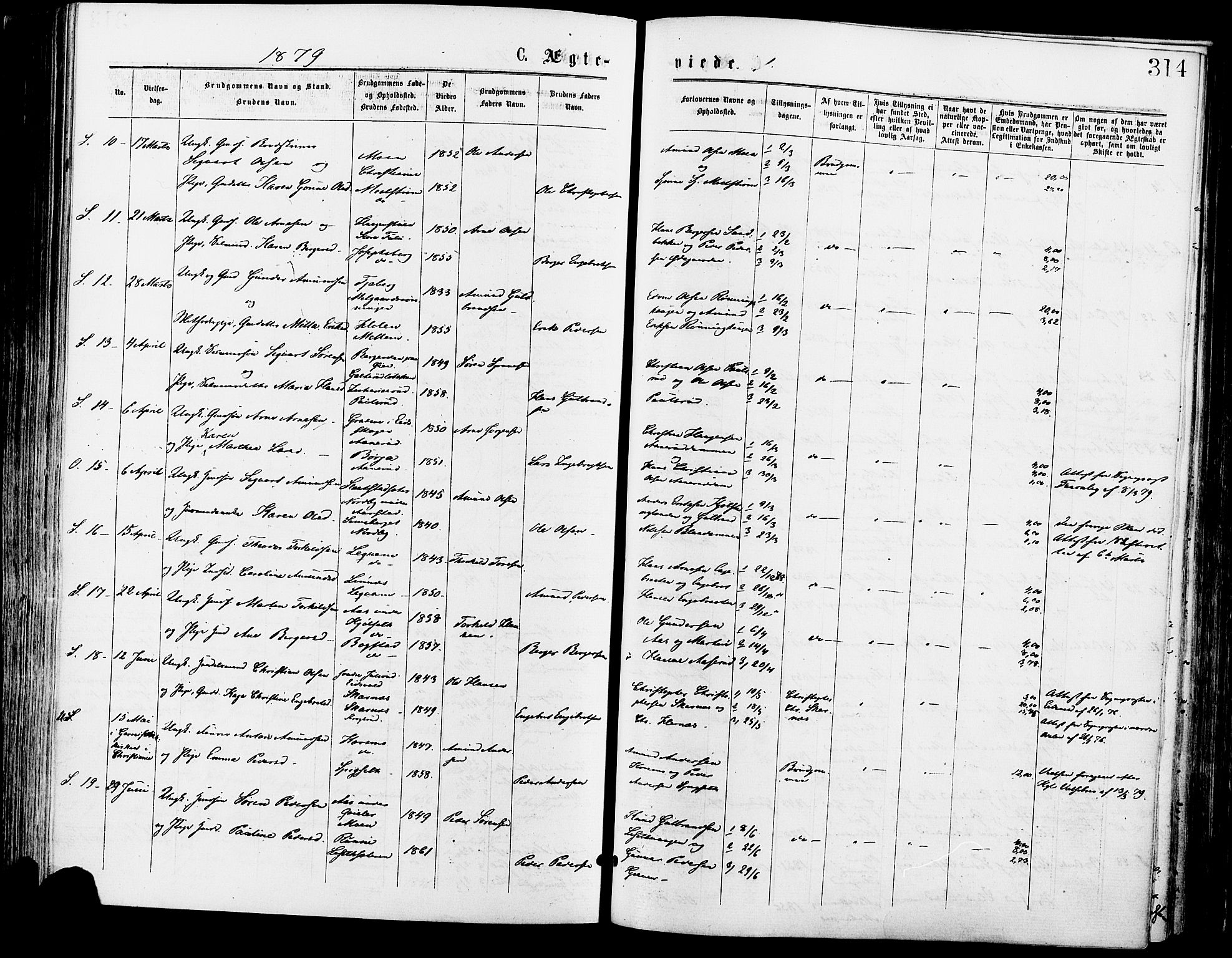 Sør-Odal prestekontor, SAH/PREST-030/H/Ha/Haa/L0005: Parish register (official) no. 5, 1876-1885, p. 314