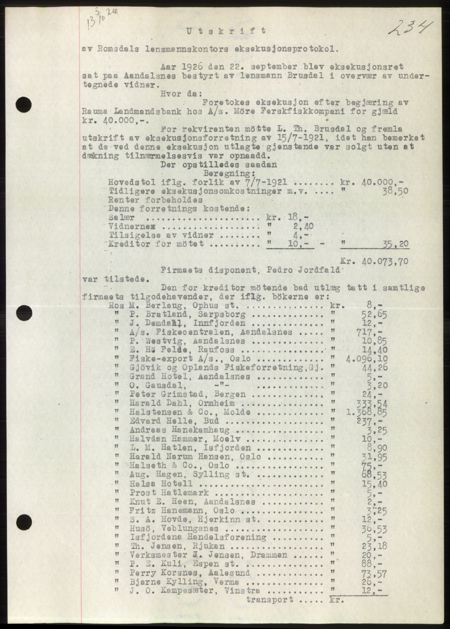 Romsdal sorenskriveri, AV/SAT-A-4149/1/2/2C/L0051: Mortgage book no. 45, 1926-1927, Deed date: 05.10.1926