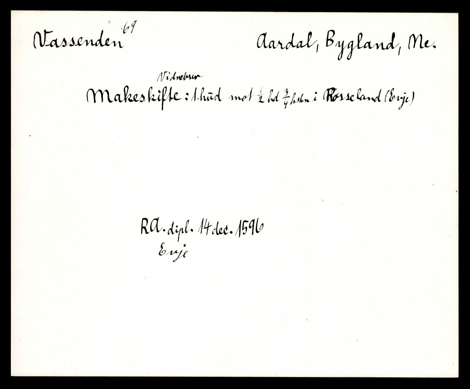 Riksarkivets diplomsamling, AV/RA-EA-5965/F35/F35e/L0024: Registreringssedler Aust-Agder 2, 1400-1700, p. 507