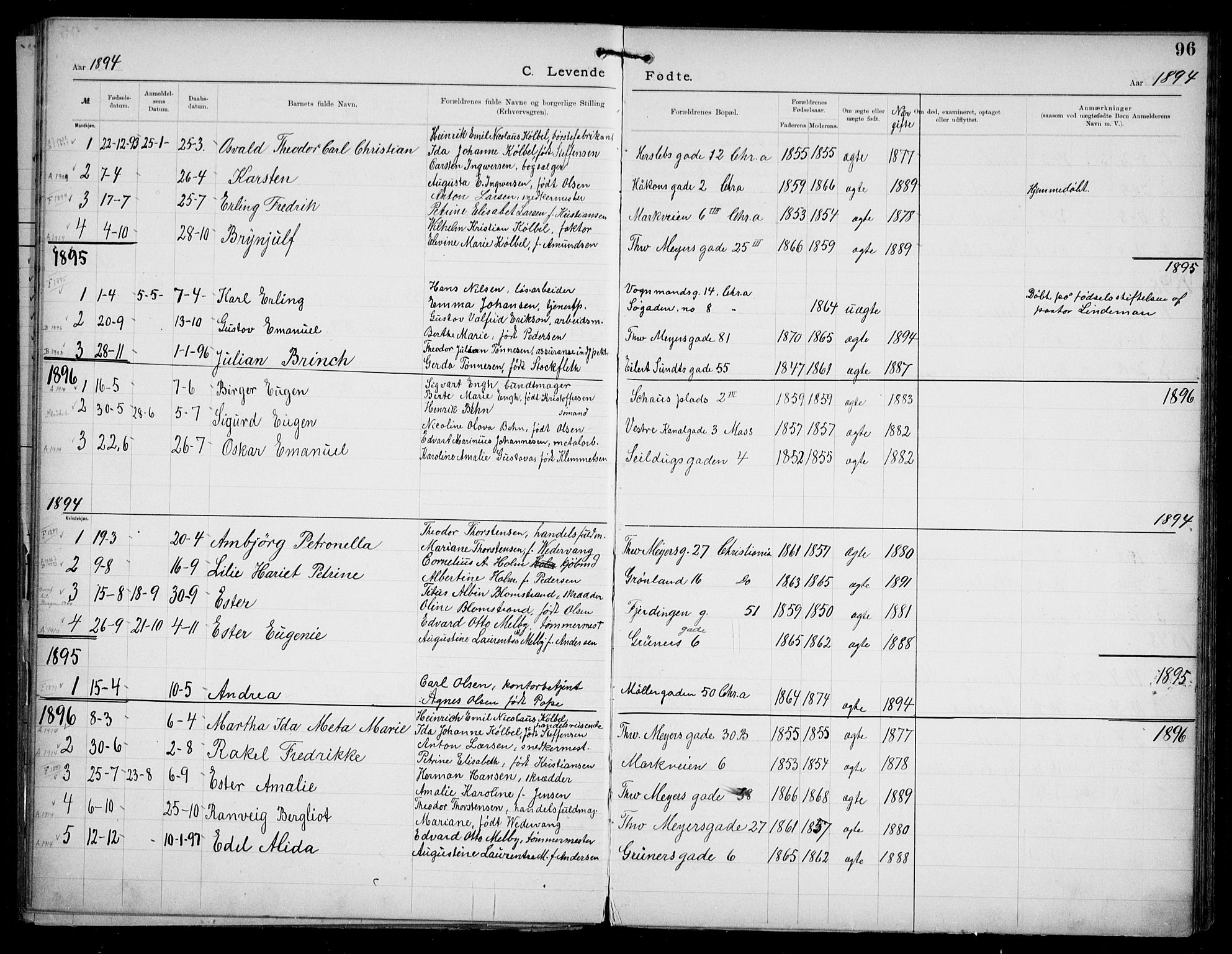 Den katolsk apostoliske menighet i Oslo , SAO/PAO-0214/F/Fa/L0002: Dissenter register no. 2, 1892-1937, p. 96