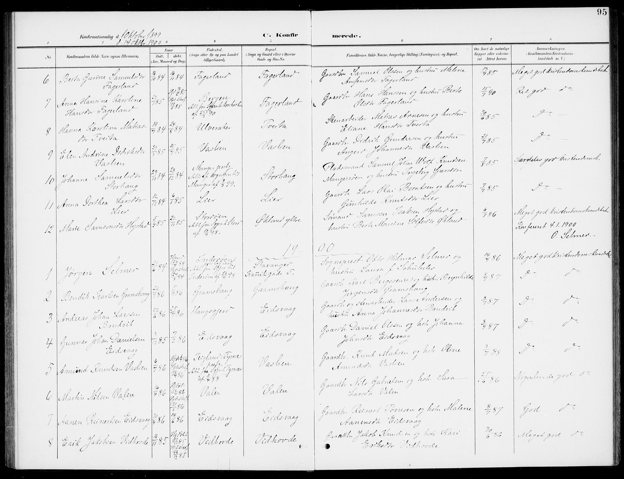 Sveio Sokneprestembete, AV/SAB-A-78501/H/Haa: Parish register (official) no. C 3, 1899-1916, p. 95