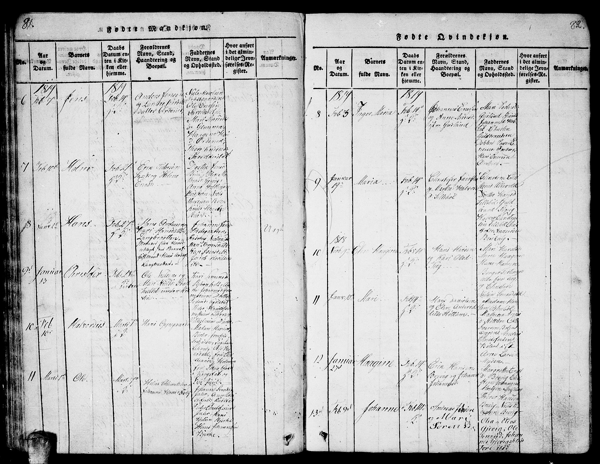 Enebakk prestekontor Kirkebøker, AV/SAO-A-10171c/G/Ga/L0001: Parish register (copy) no. I 1, 1815-1833, p. 81-82