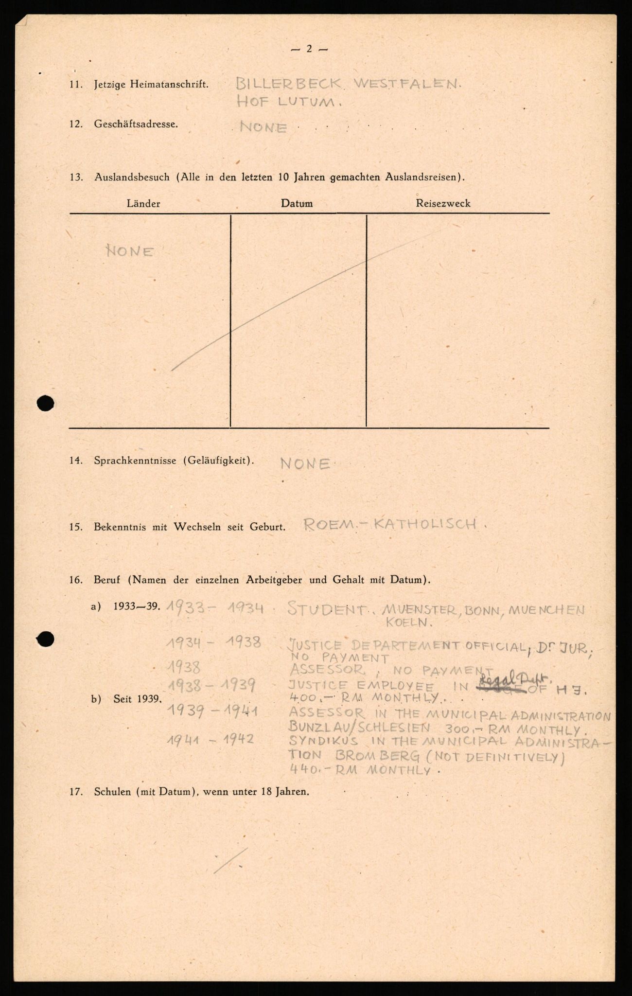 Forsvaret, Forsvarets overkommando II, AV/RA-RAFA-3915/D/Db/L0034: CI Questionaires. Tyske okkupasjonsstyrker i Norge. Tyskere., 1945-1946, p. 153