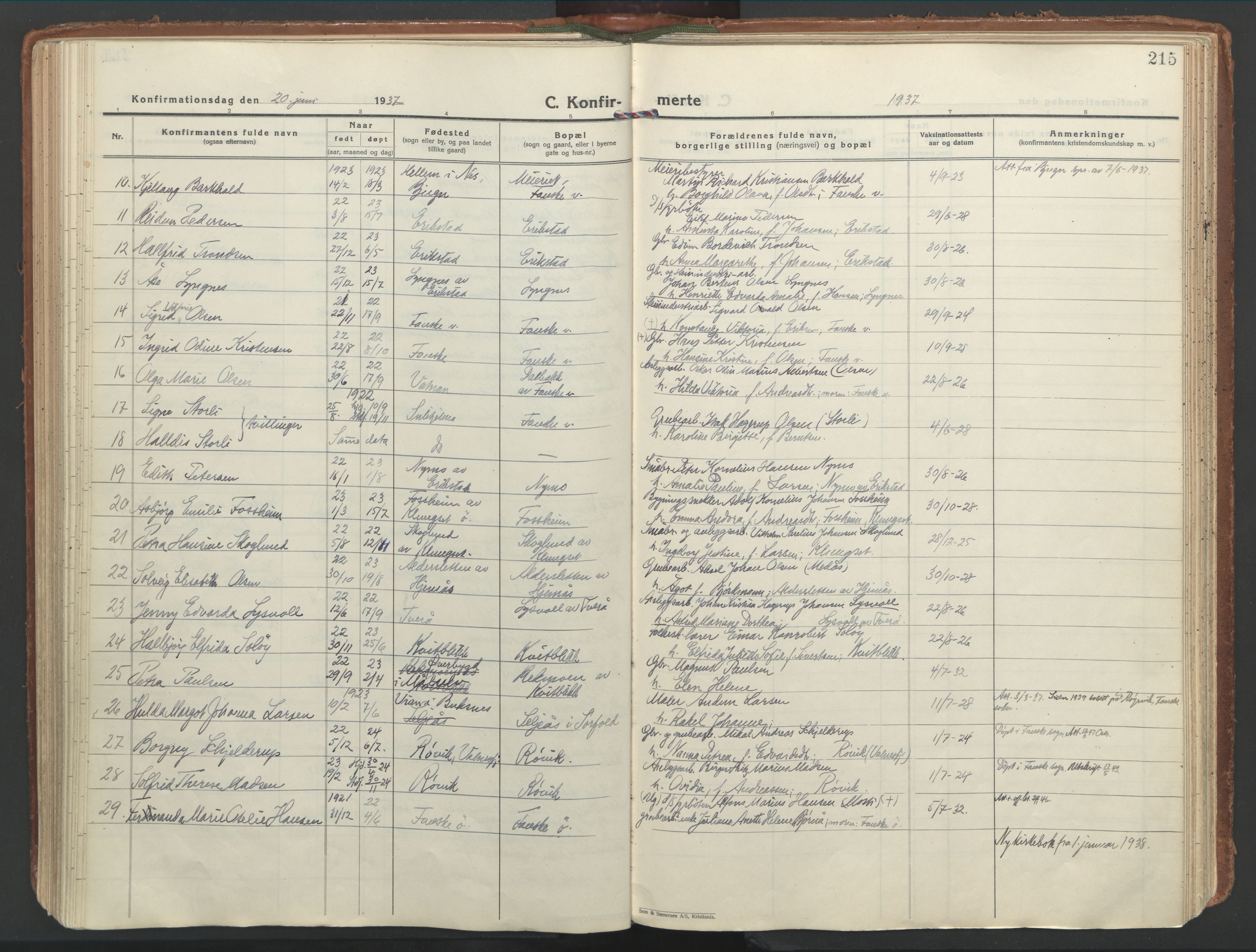 Ministerialprotokoller, klokkerbøker og fødselsregistre - Nordland, SAT/A-1459/849/L0699: Parish register (official) no. 849A10, 1924-1937, p. 215