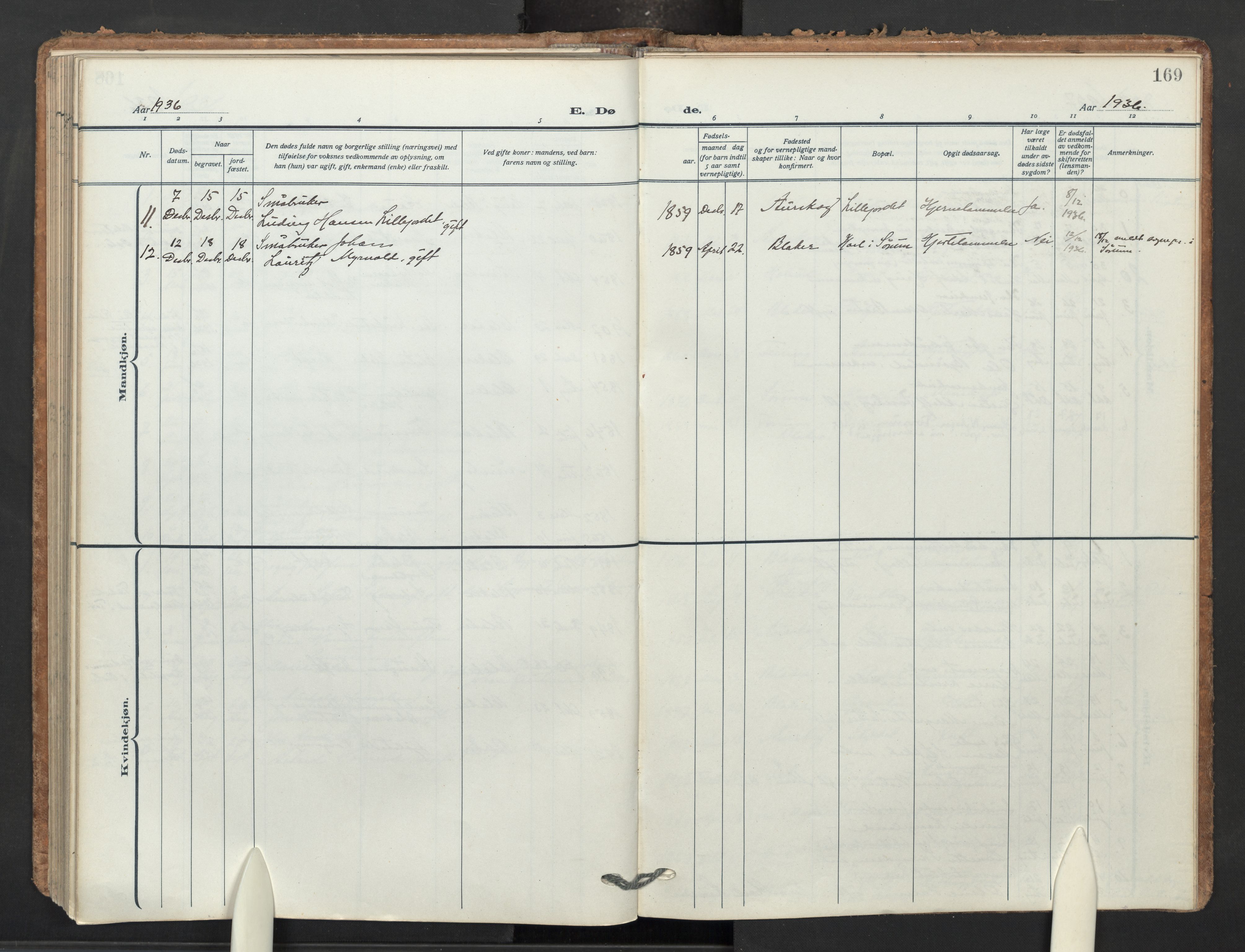 Aurskog prestekontor Kirkebøker, SAO/A-10304a/F/Fb: Parish register (official) no. II 5, 1918-1948, p. 169