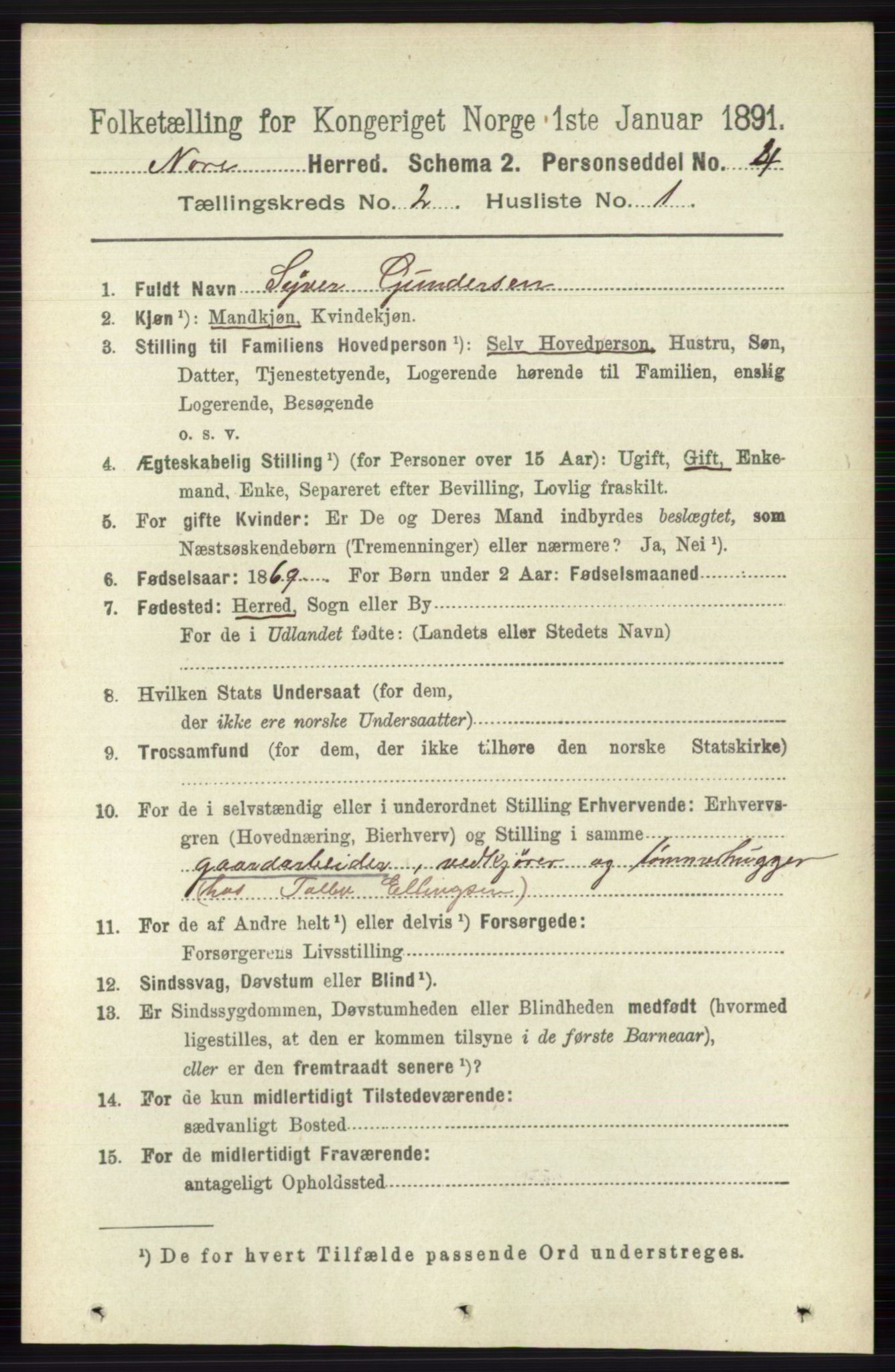 RA, 1891 census for 0633 Nore, 1891, p. 254