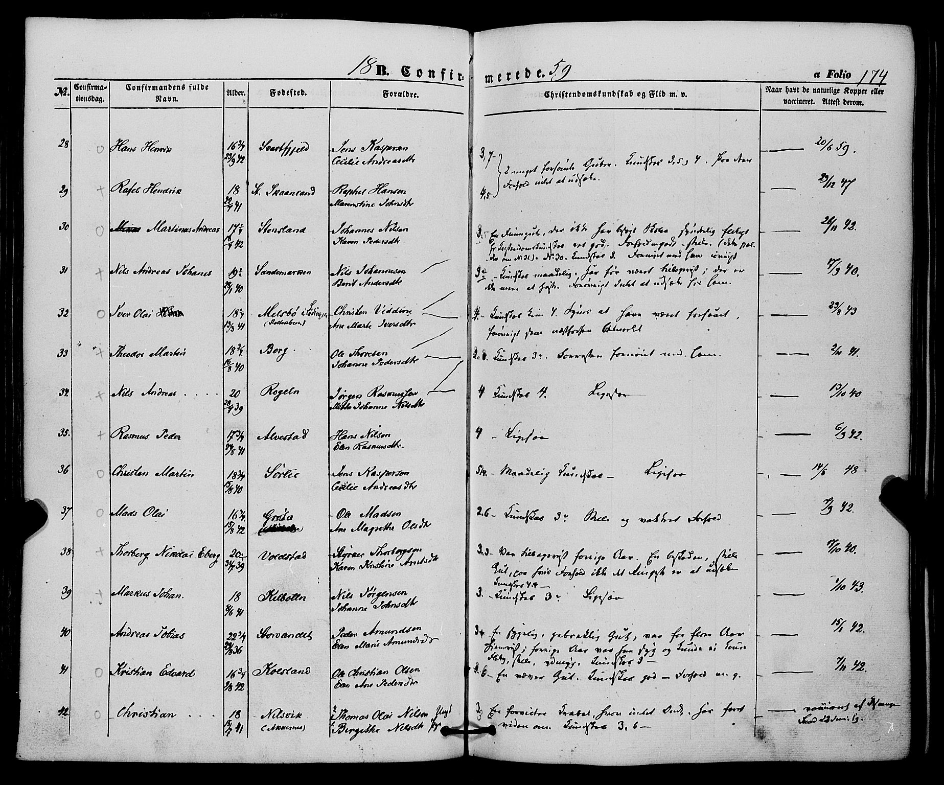 Trondenes sokneprestkontor, AV/SATØ-S-1319/H/Ha/L0011kirke: Parish register (official) no. 11, 1853-1862, p. 174